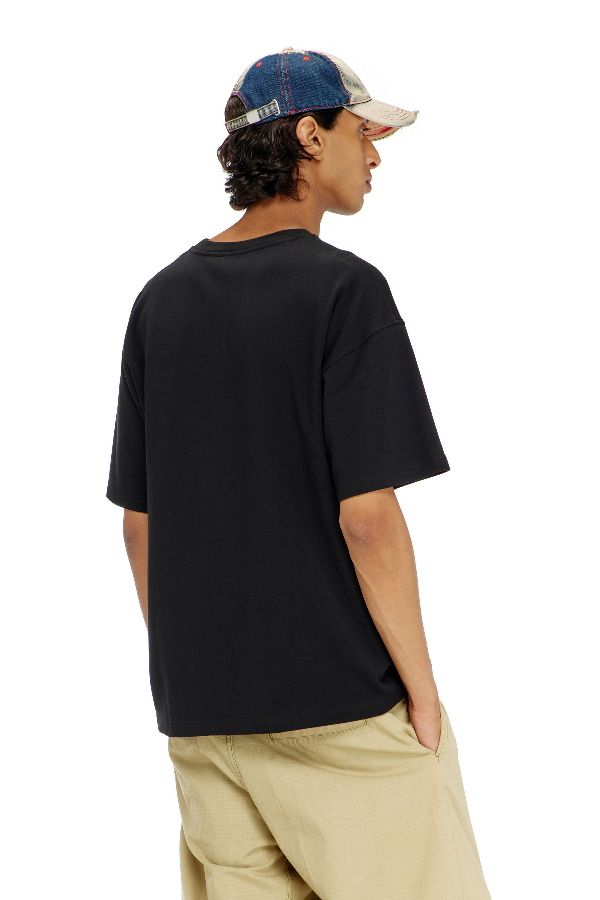Men's Cotton-interlock T-shirt with logo embroidery | Black