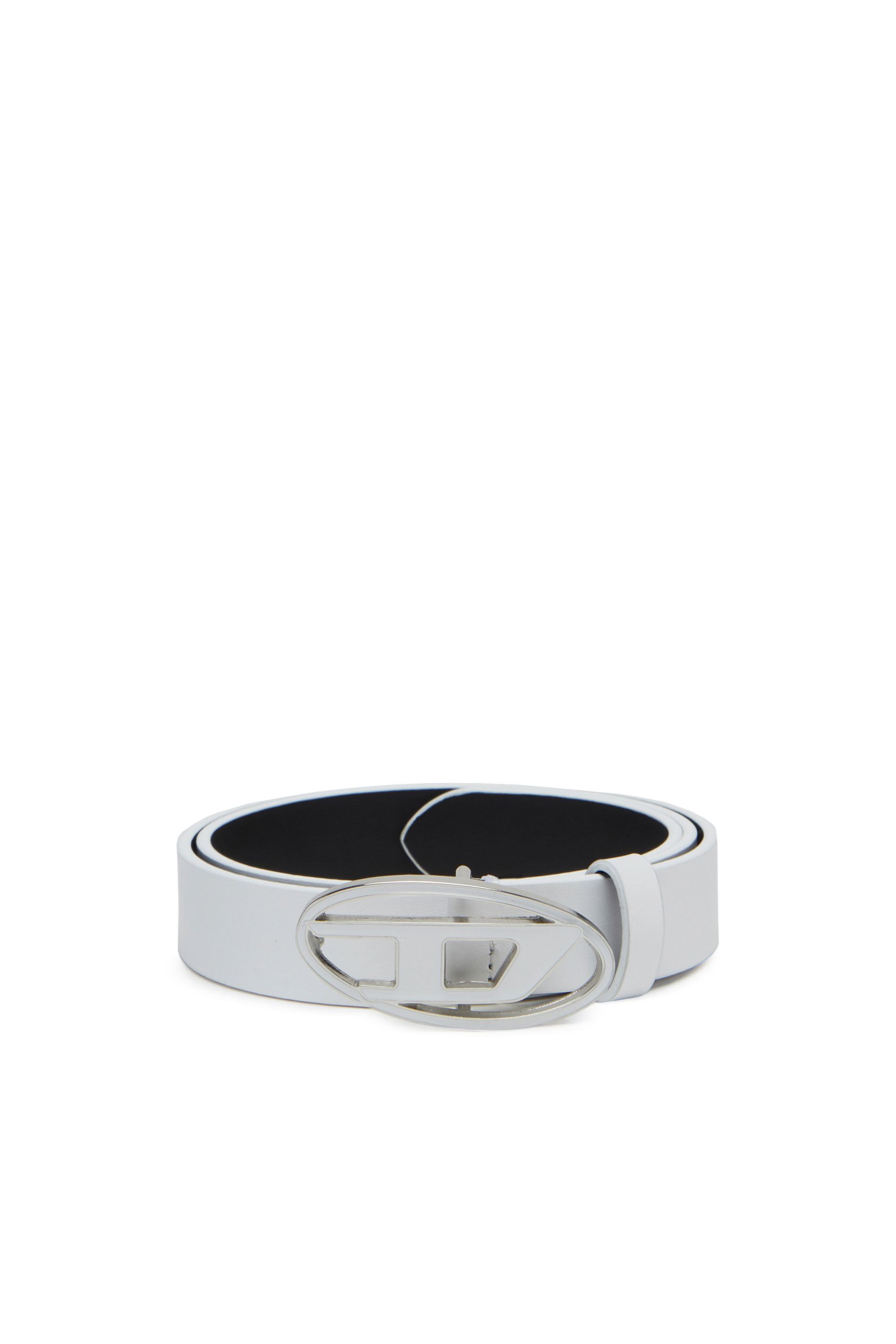Women's 2.4cm leather belt with enamelled buckle | White Women's 2.4cm leather belt with enamelled buckle | White