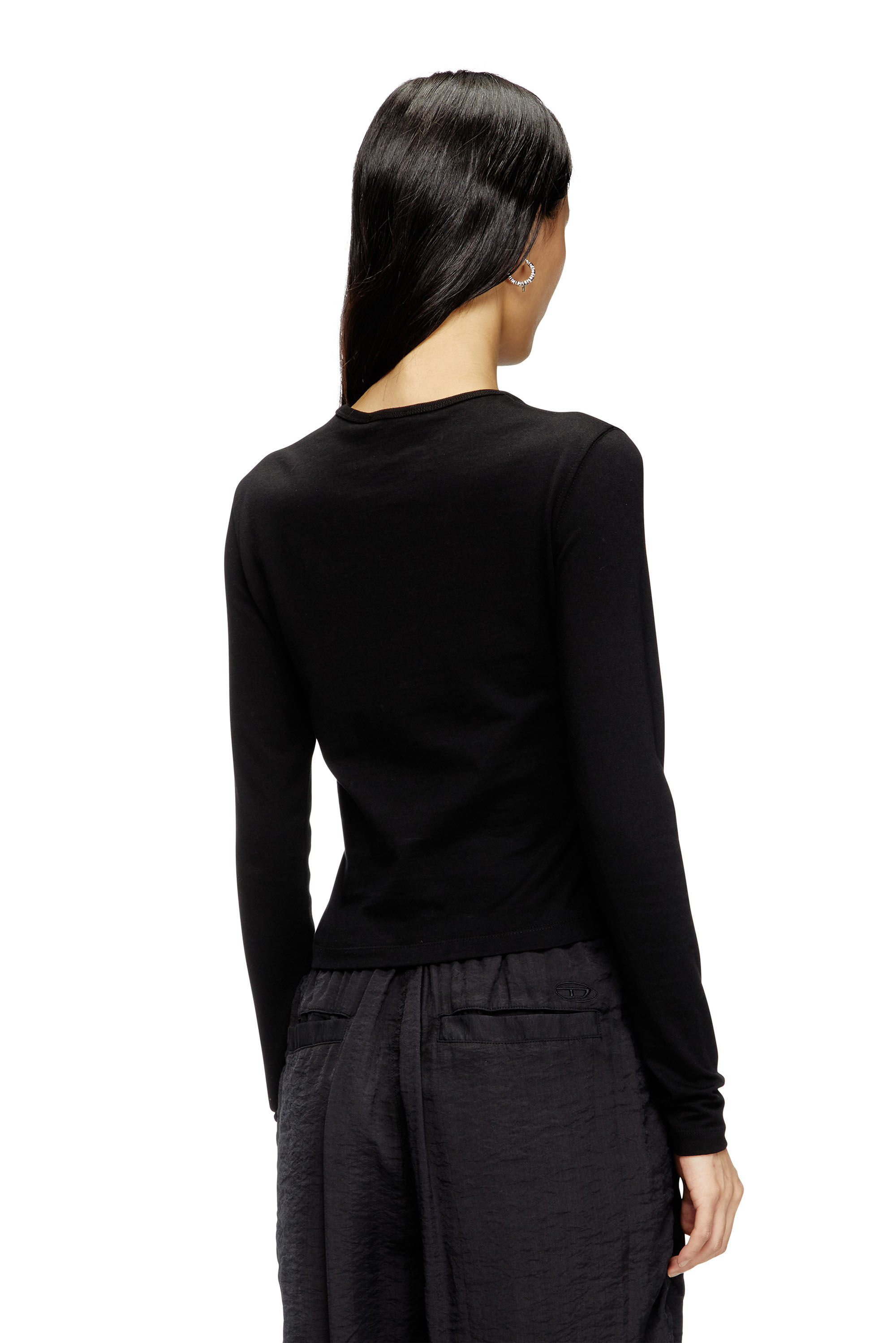 Women's Long-sleeve top with Oval D cut-out | Black | Diesel CA