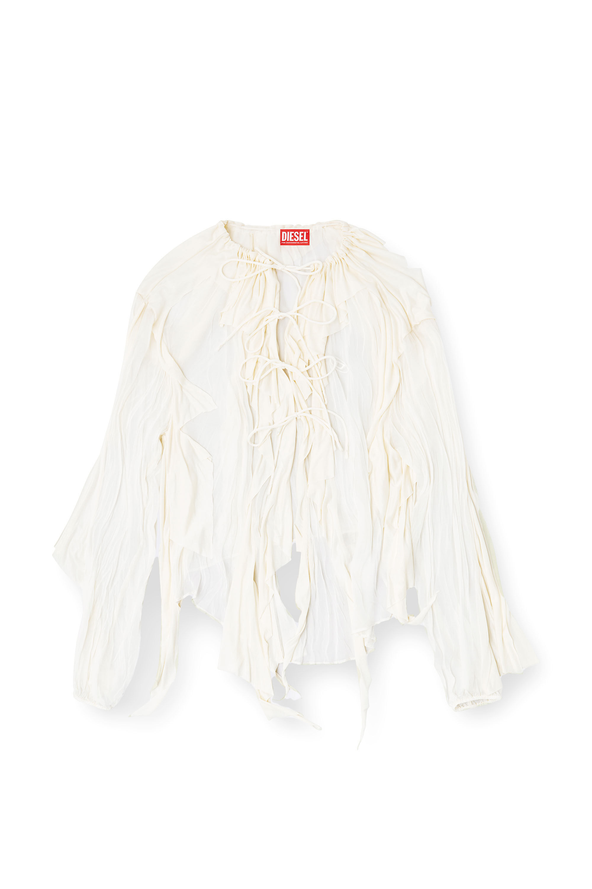 Diesel - C-LASSY, Female's Flounce blouse in crinkled muslin in White - 2