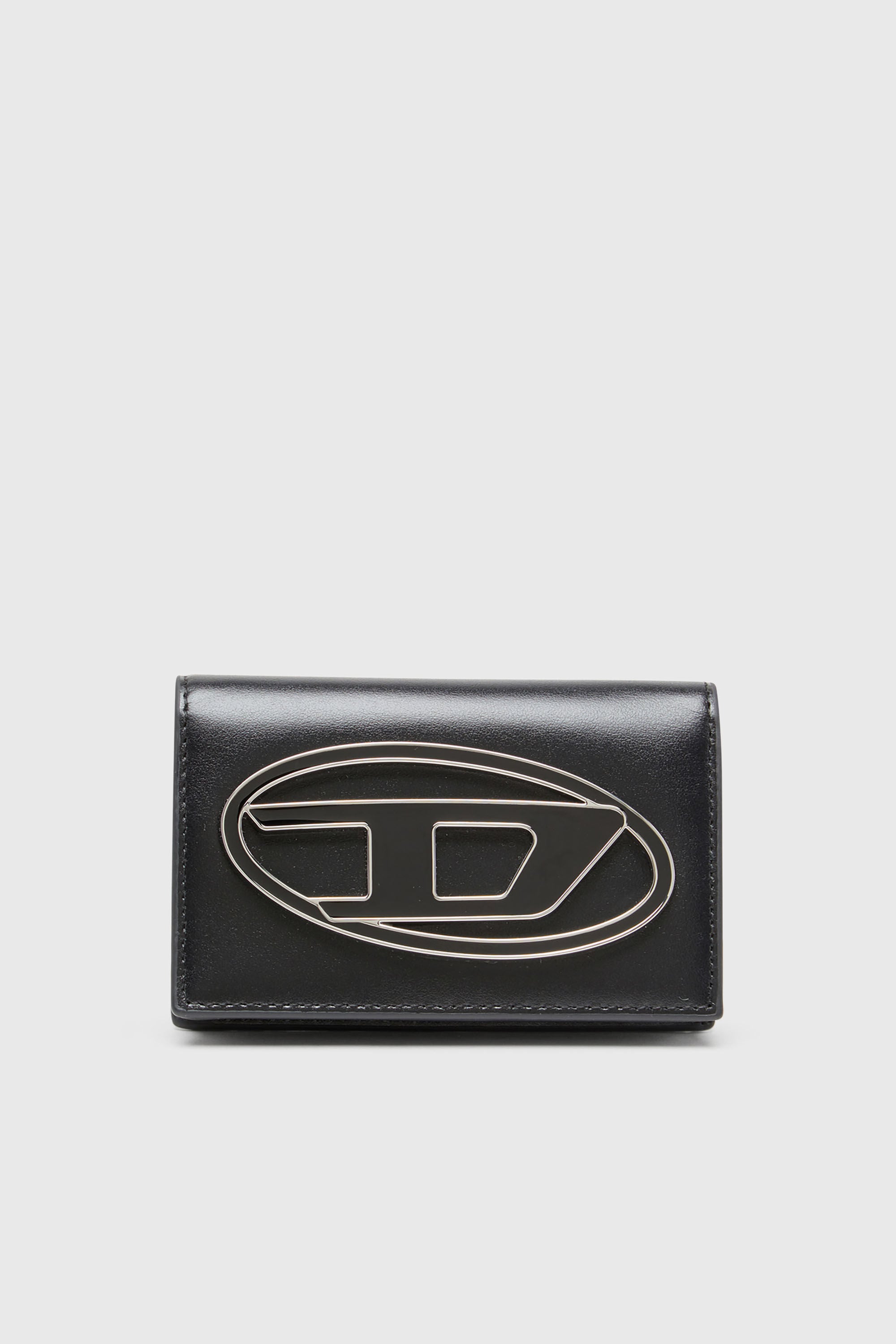 Women's Leather card holder with enamelled Oval D | Black | Diesel