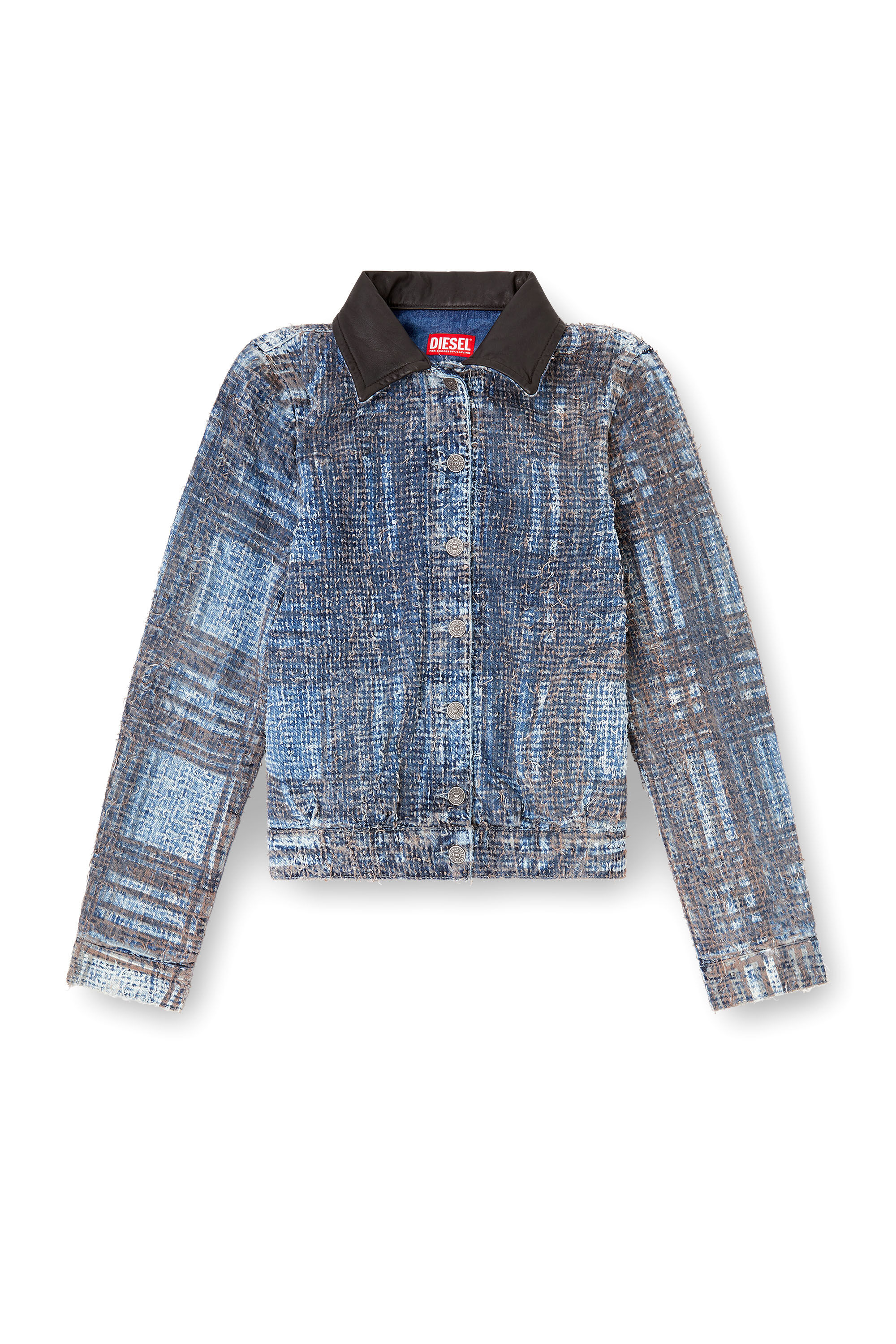 Women's Denim jacket in graphic bouclé denim | Blue | Diesel