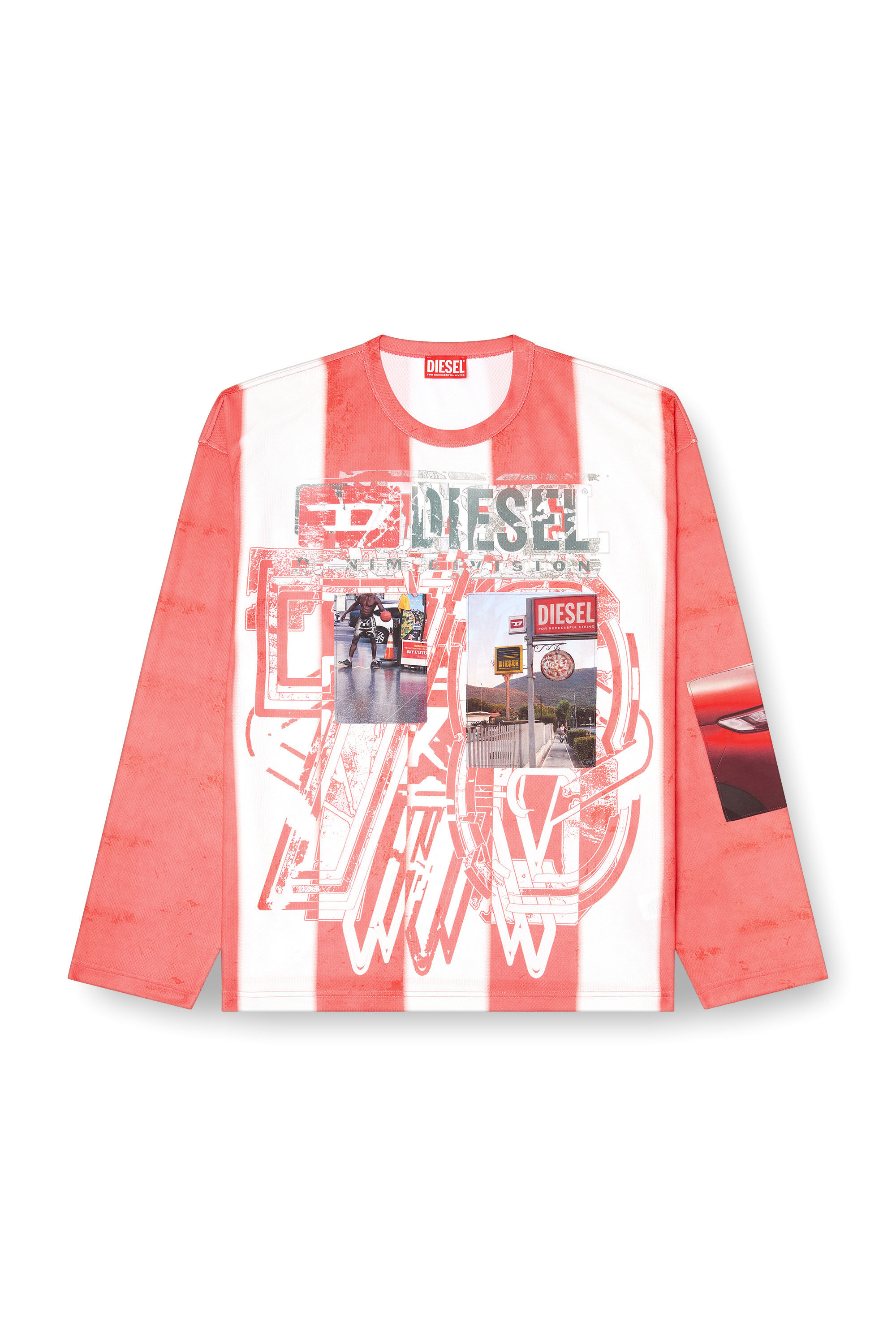 Diesel - T-RUBY, T-shirt à manches longues rayé avec empiècements photo Homme in Polychrome - 2