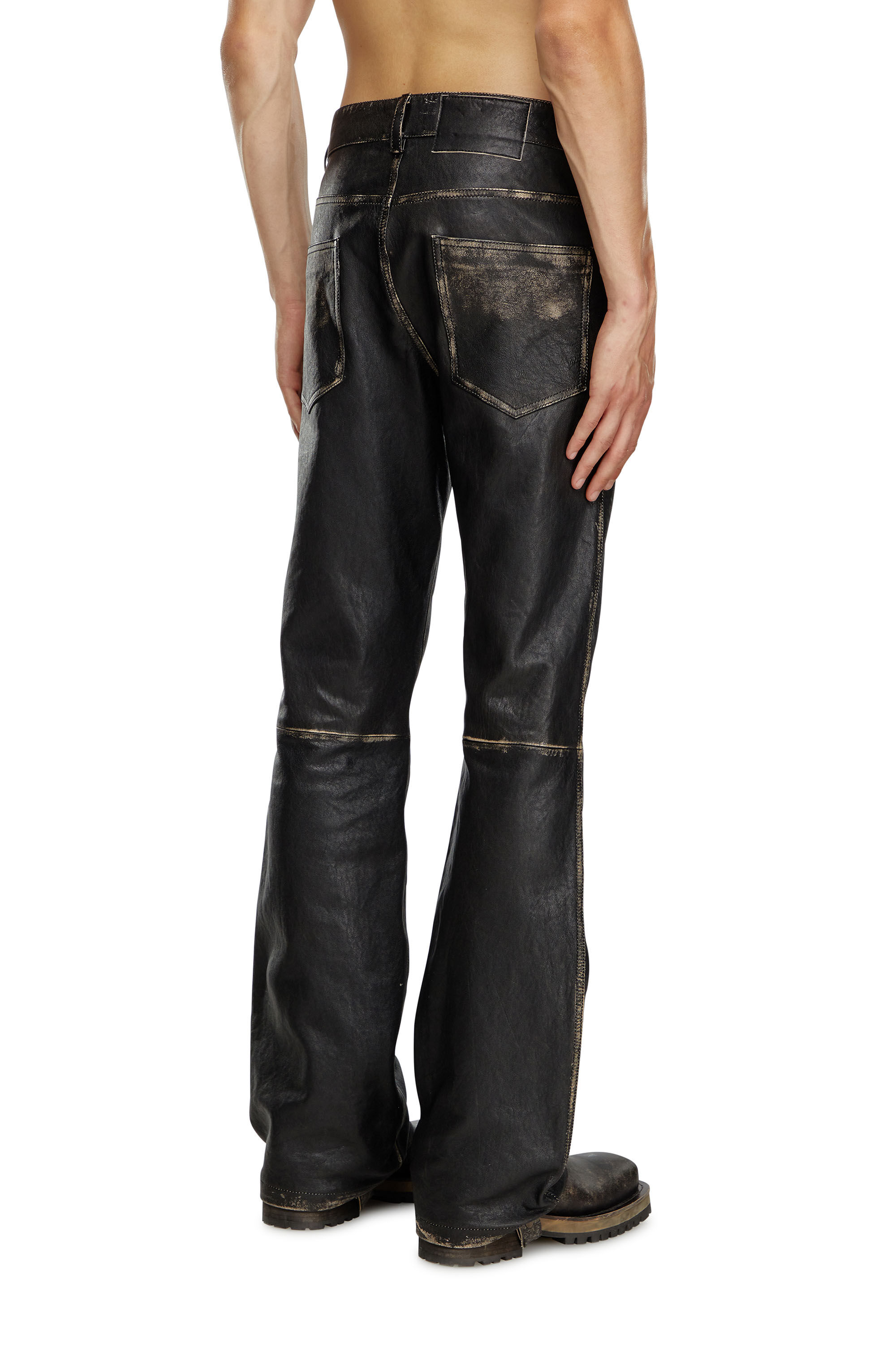 Diesel - P-BLIXIA, Male's Distressed leather pants in Black - 5