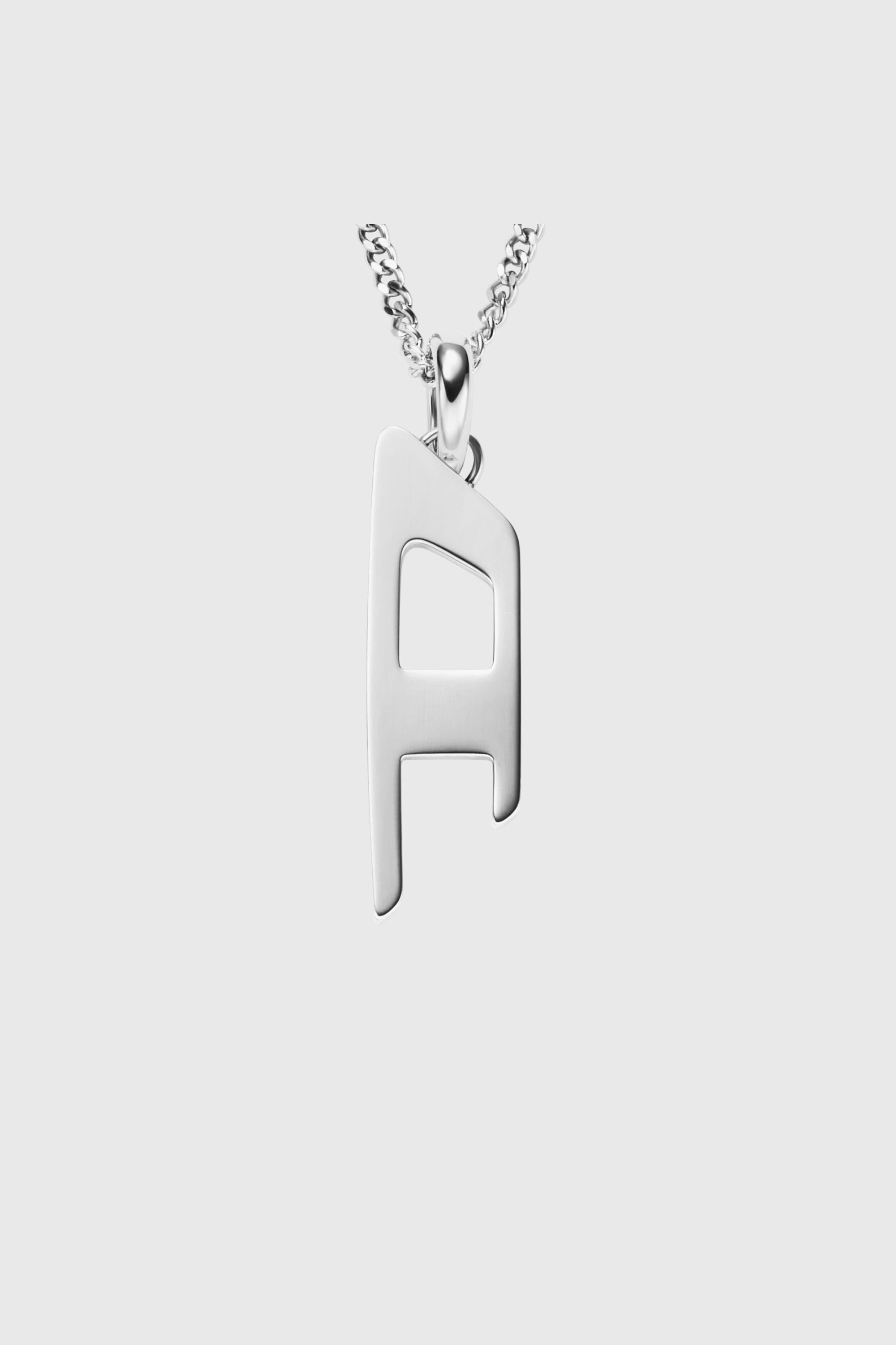 Diesel - DX1625040 JEWELLERY, Collier avec pendentif logo D en acier inoxydable Mixte in Gris argent&eacute; - 2