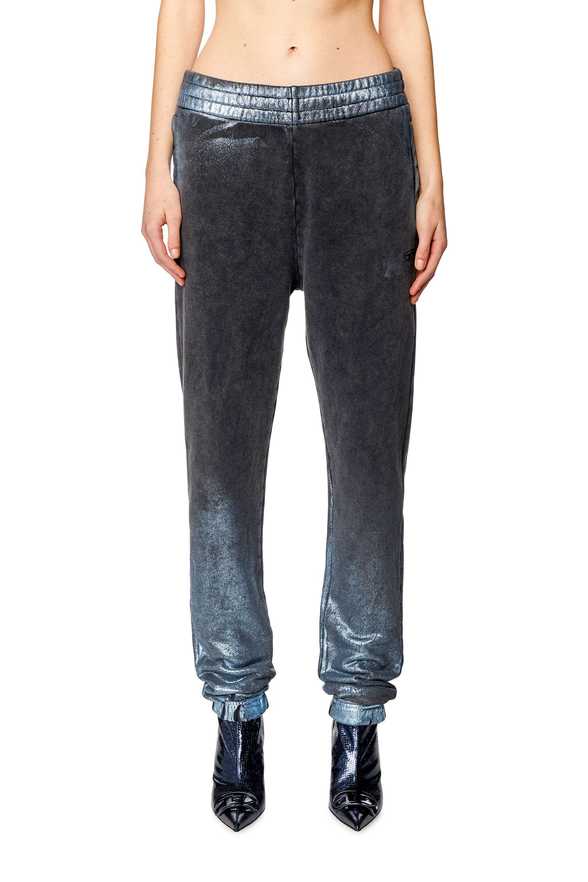 Diesel - P-LEB, Woman's Faded metallic sweatpants in Black/Blue - 3