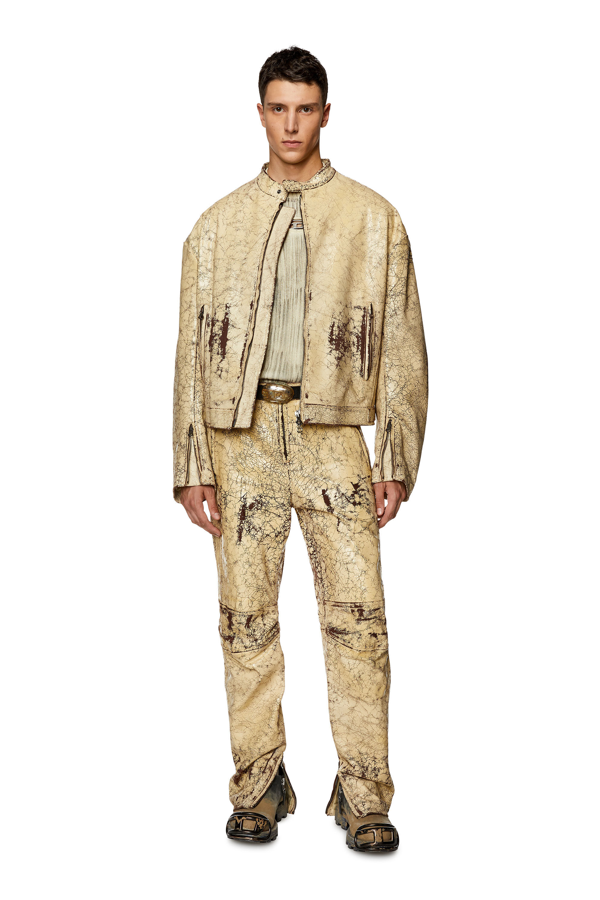 Diesel - K-ZACKY-C, Man's Ribbed jumper with oval D plaque in Light Grey - 1