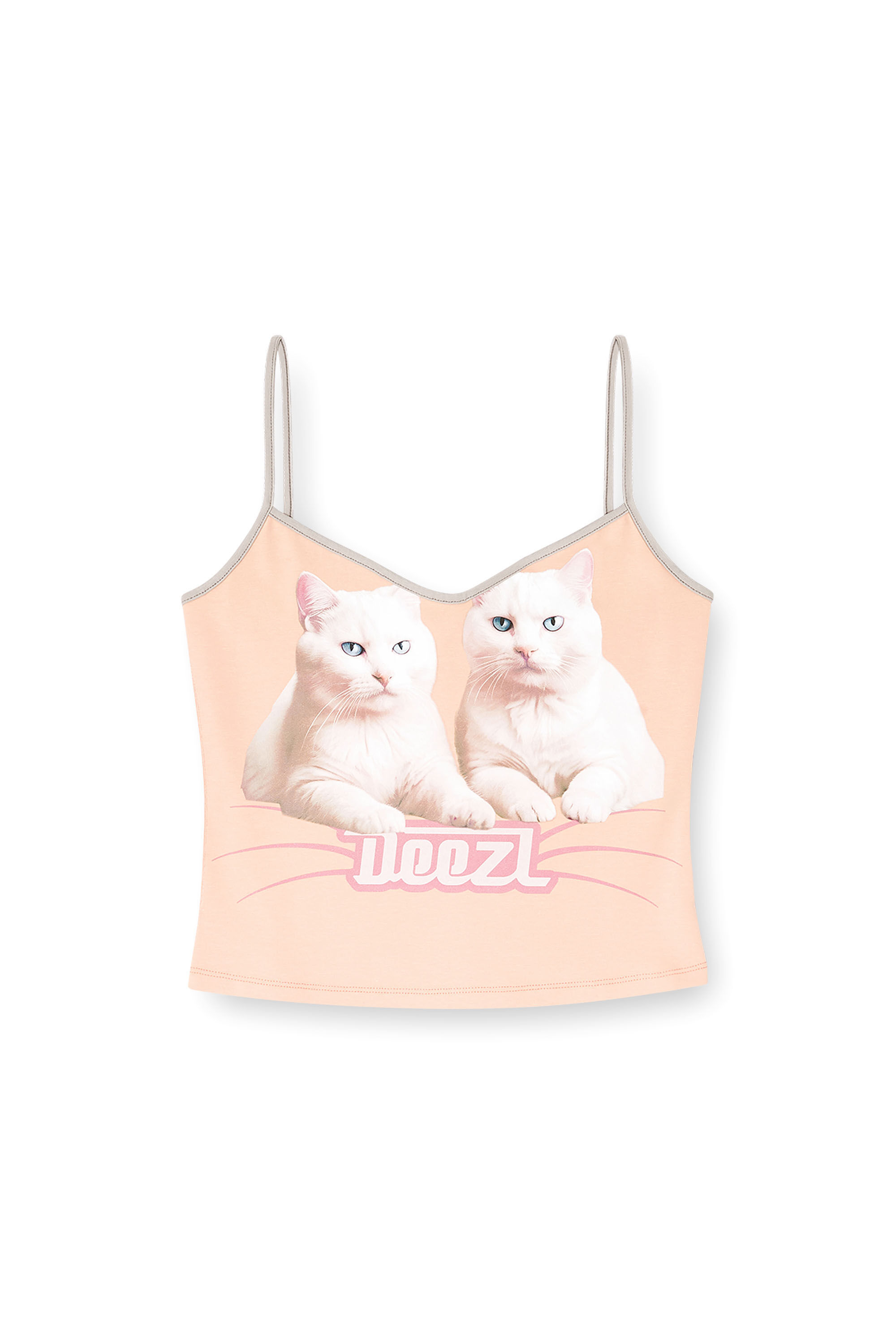 Diesel - T-TOP-R2, Female's Cotton top with thin straps in Pink - 2
