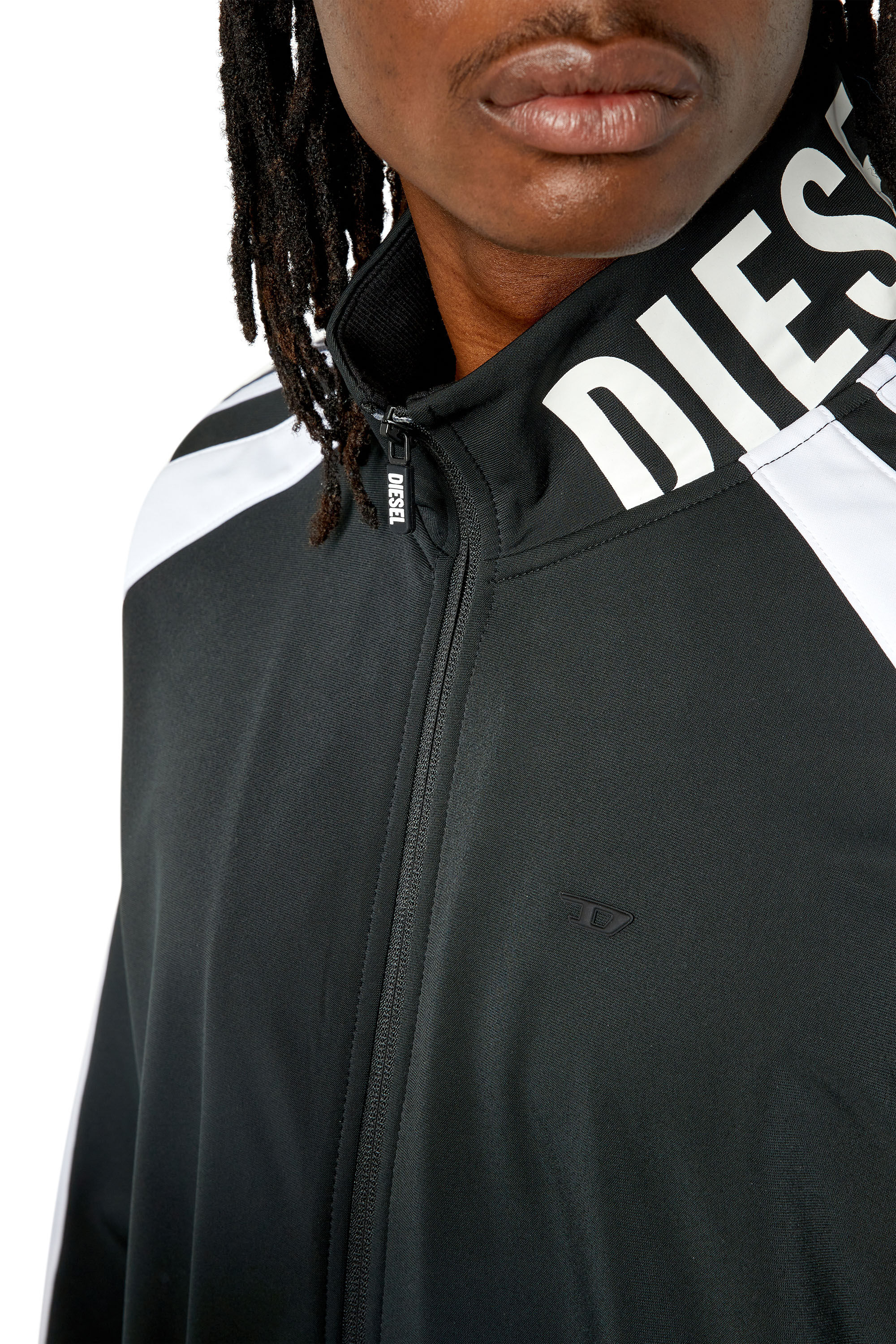Diesel - AMST-ETHEL-HT13, Male's Track jacket with logo tape in Black - 4