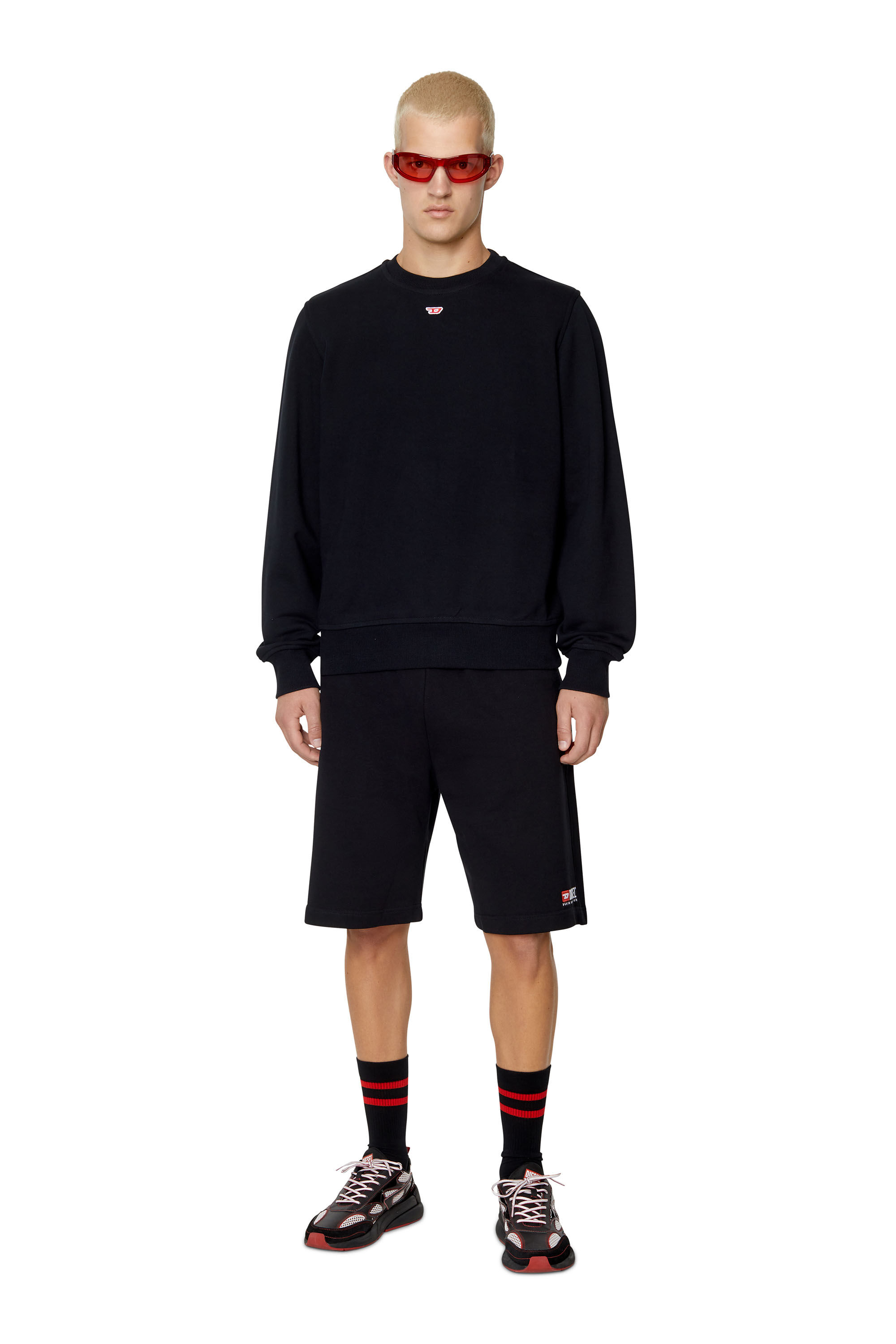 Diesel - P-CROWN-DIV, Man's Sweat shorts with logo embroidery in Black - 1