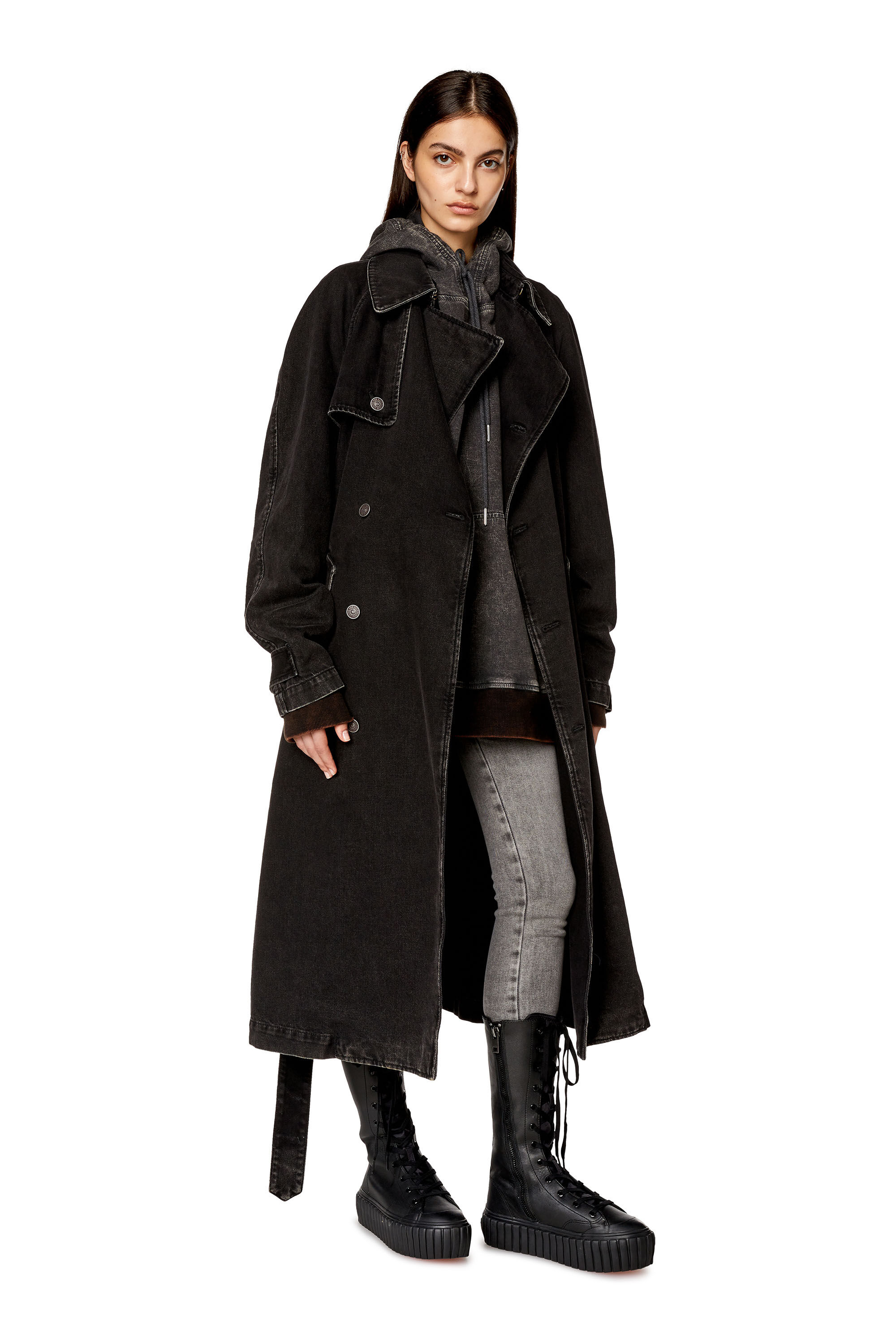 Diesel - S-HANAMI BT W, Female's S-Hanami BT W - Leather lace-up boots with flatform sole in Black - 6