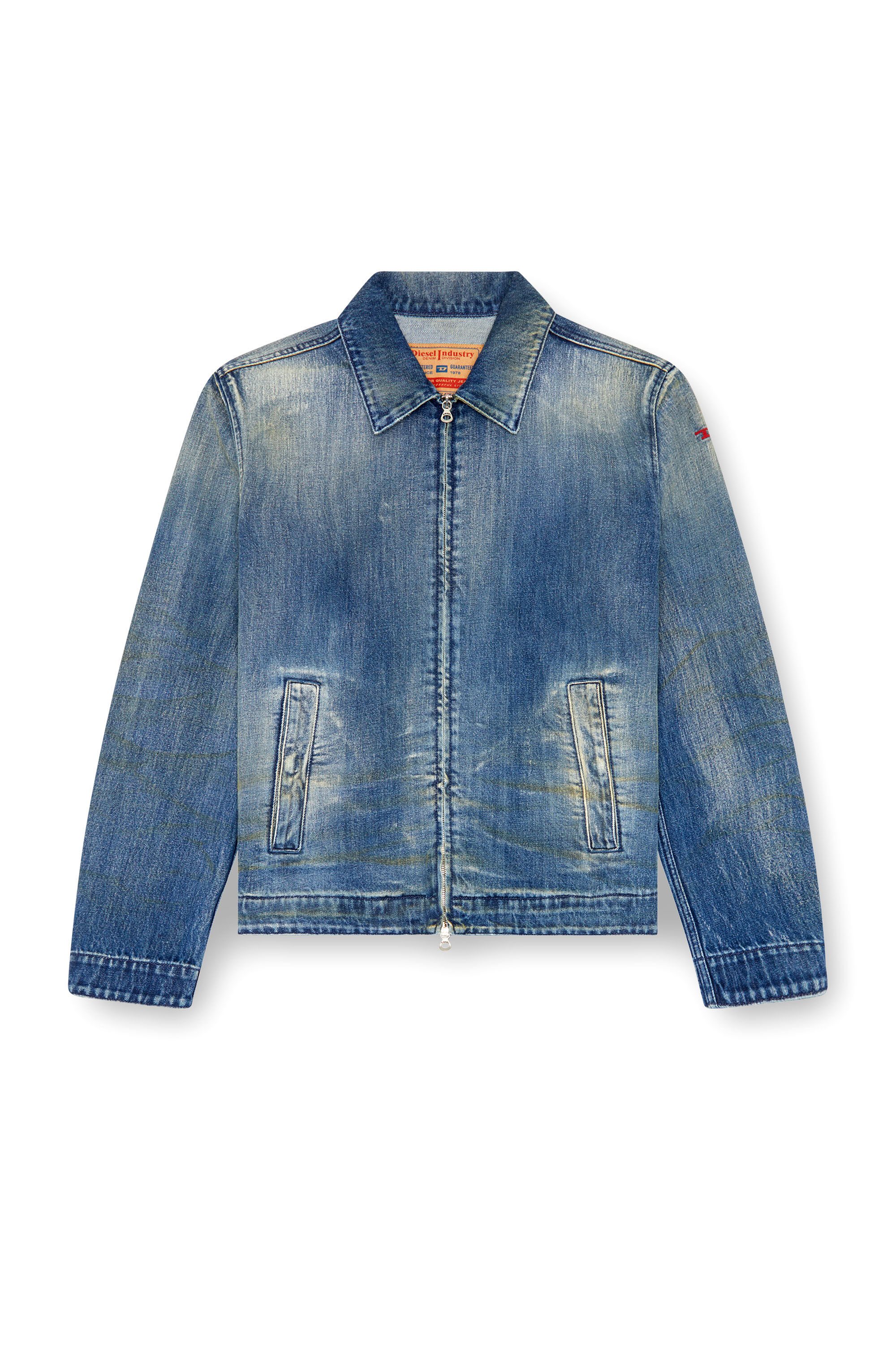 Diesel - D-ROHE, Male's Denim blouson jacket with dirt wash in Medium Blue - 2