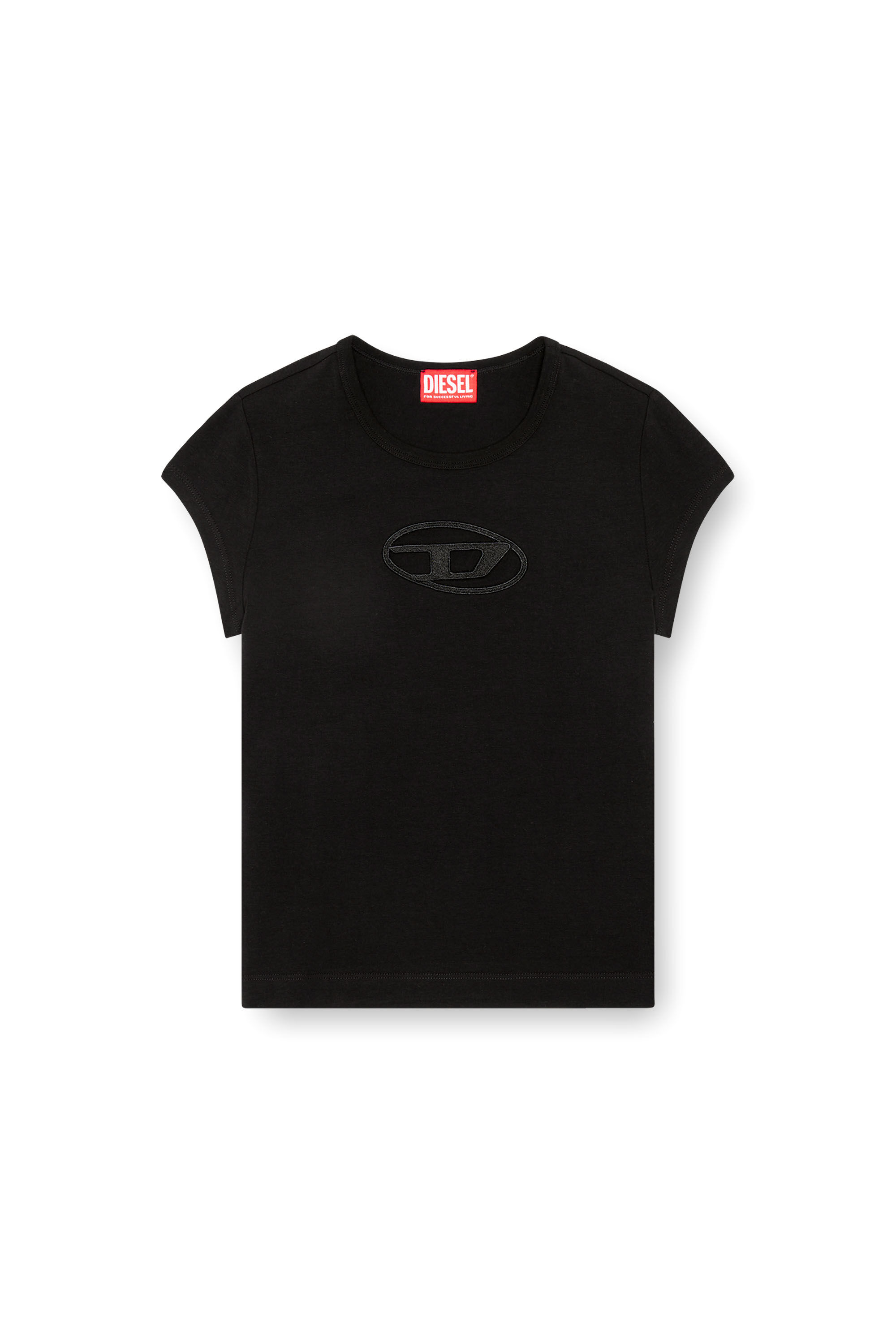 Tシャツ・カットソー DIESEL Woman T-Shirt Black A062680AFAA 9XXA T-ANGIE Woman: Cotton T-shirt with cut-out D logo | Diesel