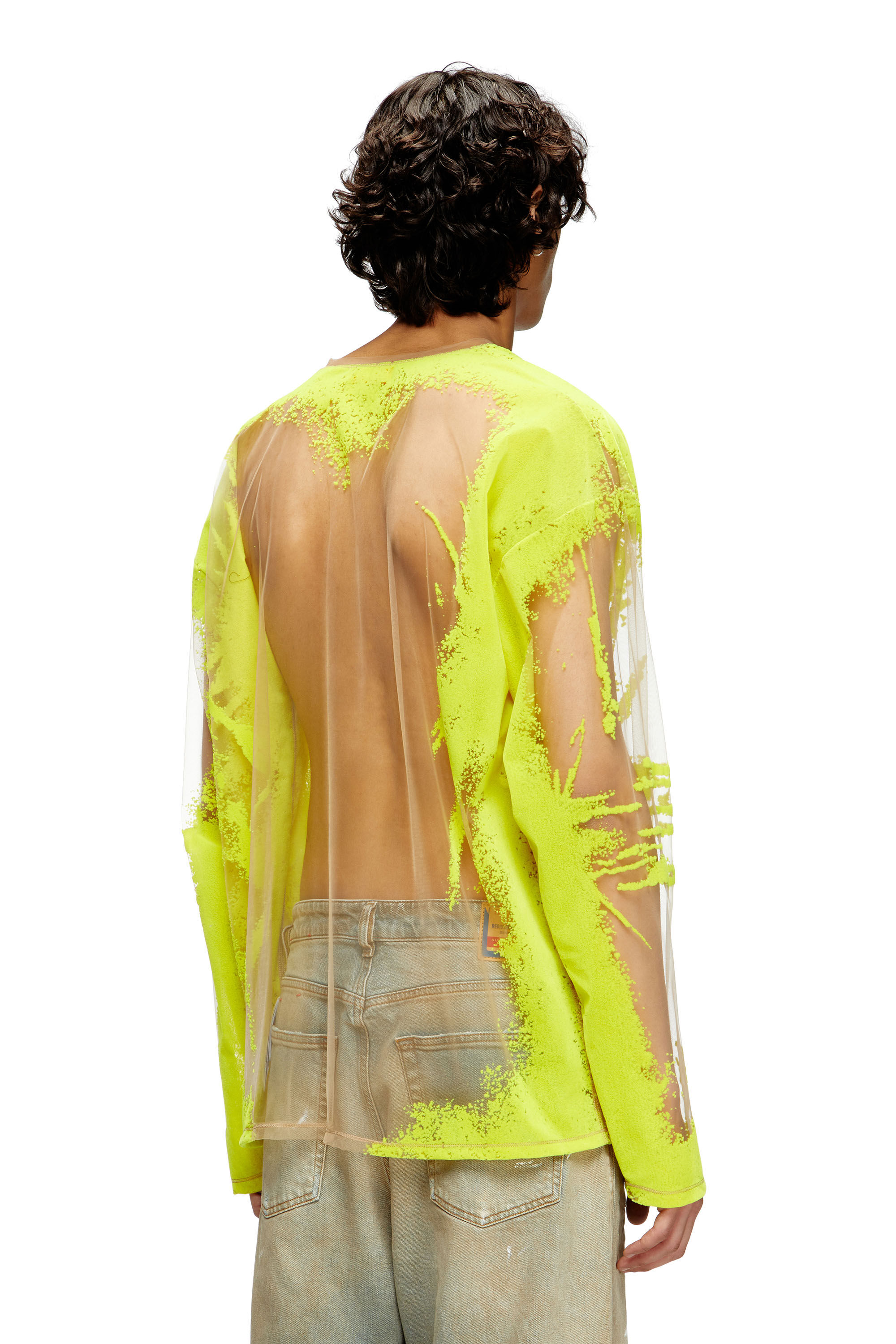 Women's Long-sleeve nylon T-shirt with lyrics print | Yellow | Diesel