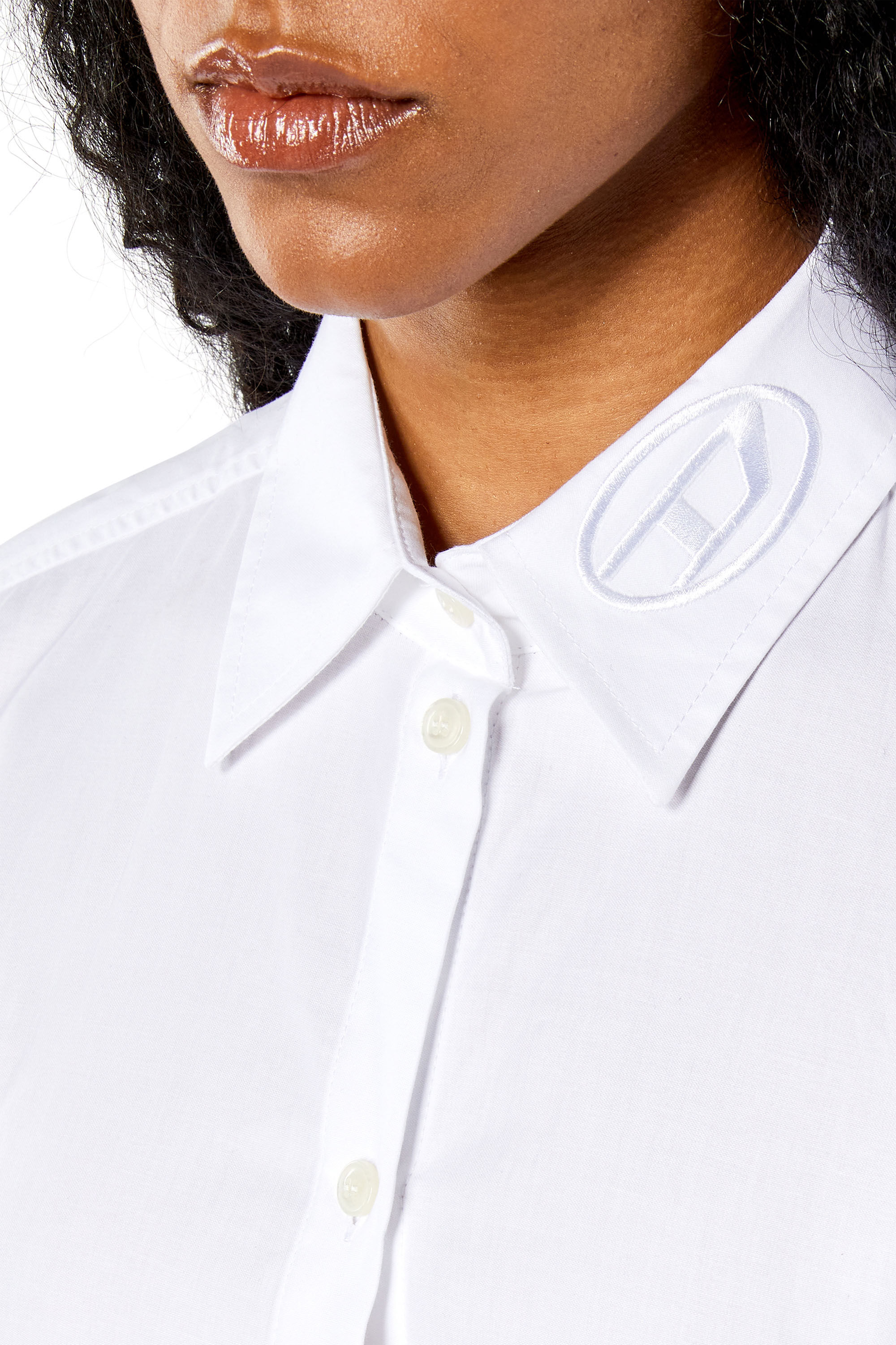 Diesel - C-GIS, Female's Poplin shirt with tonal D embroidery in White - 4