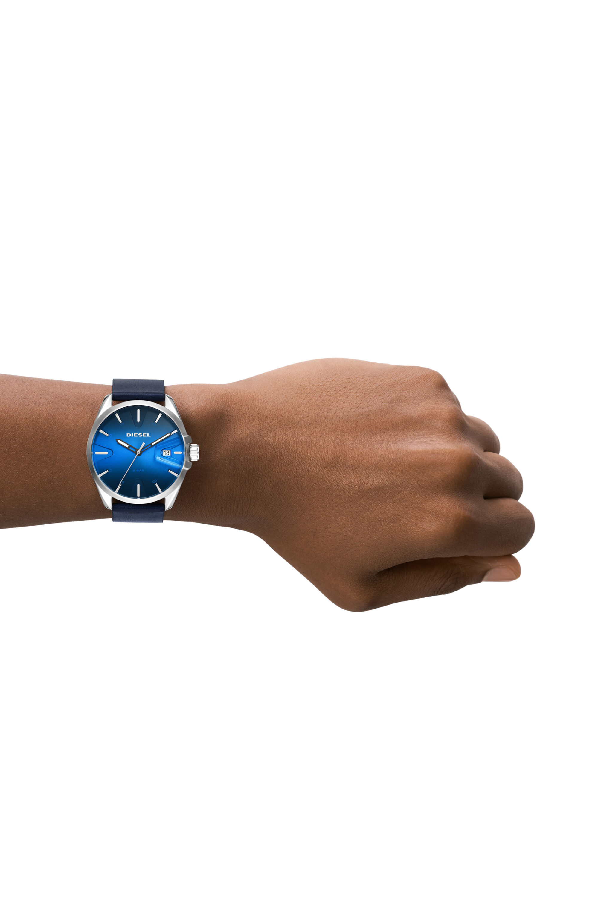Diesel - DZ1991, Montre MS9 avec mouvement date à trois aiguilles en cuir bleu Mixte in Bleu - 4