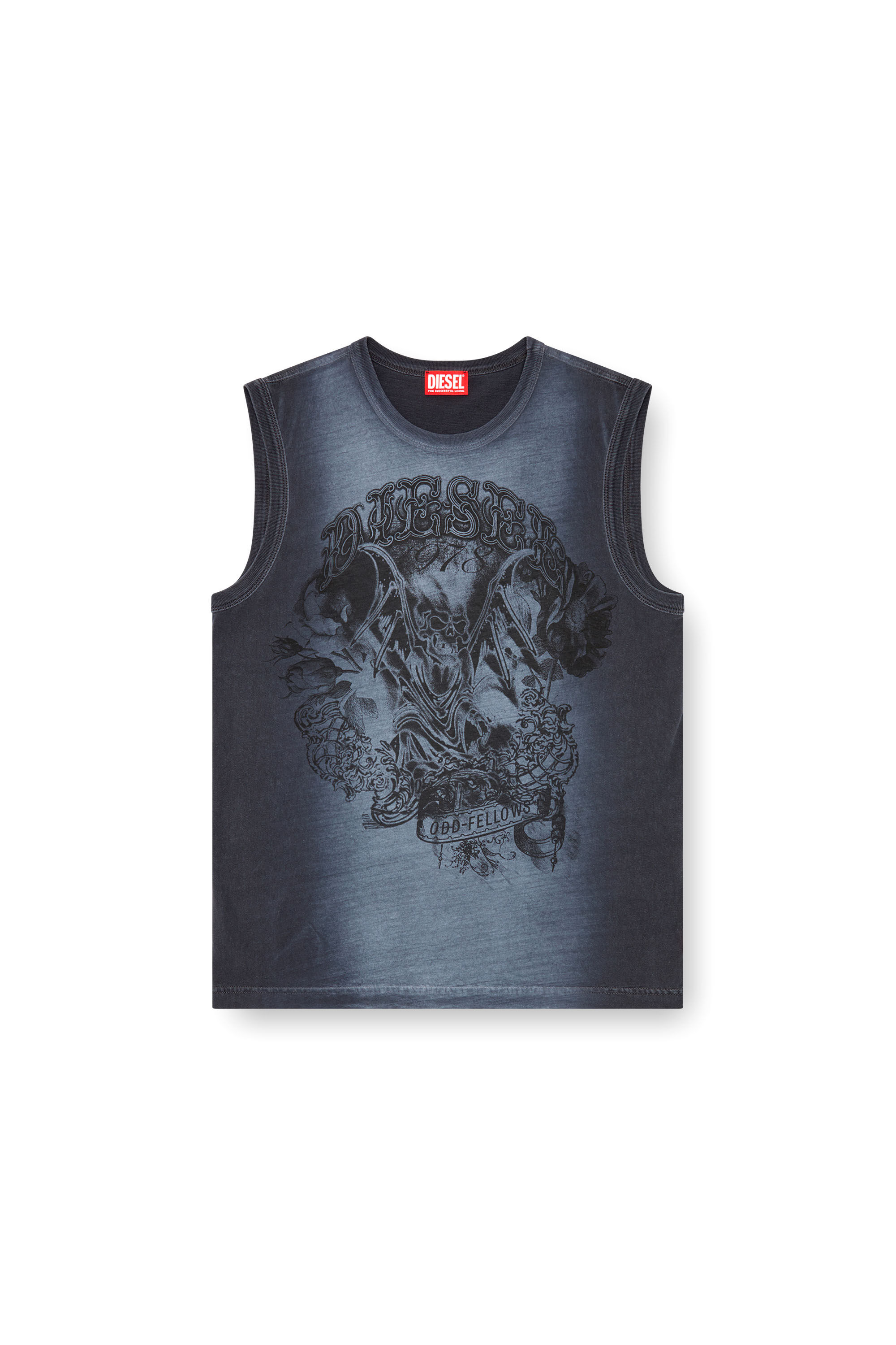 Diesel - T-BISCO-Q1, Male's Faded tank top with graphic print in Dark Blue - 2