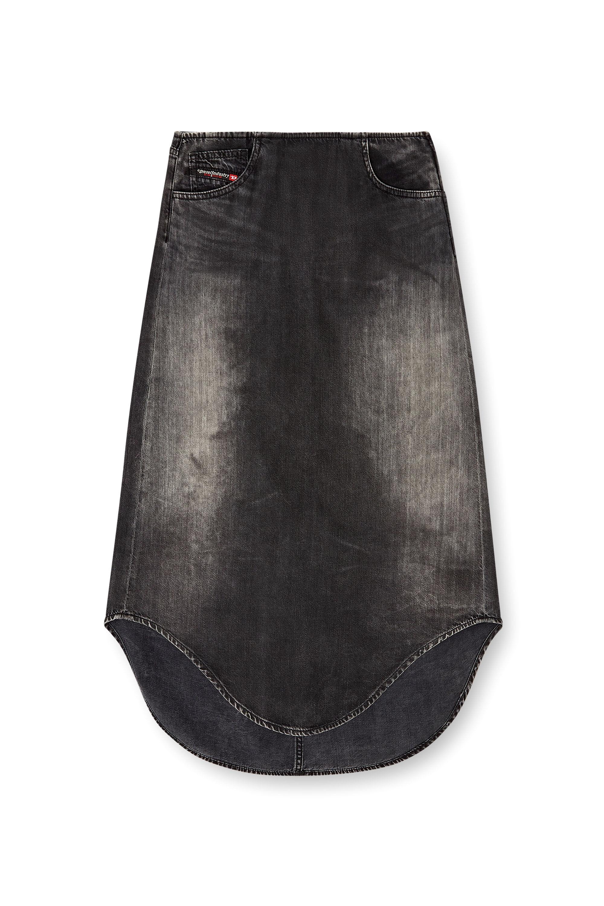 Diesel - DE-PLUMY-S, Female's Denim midi skirt with shadow effect in Black - 2