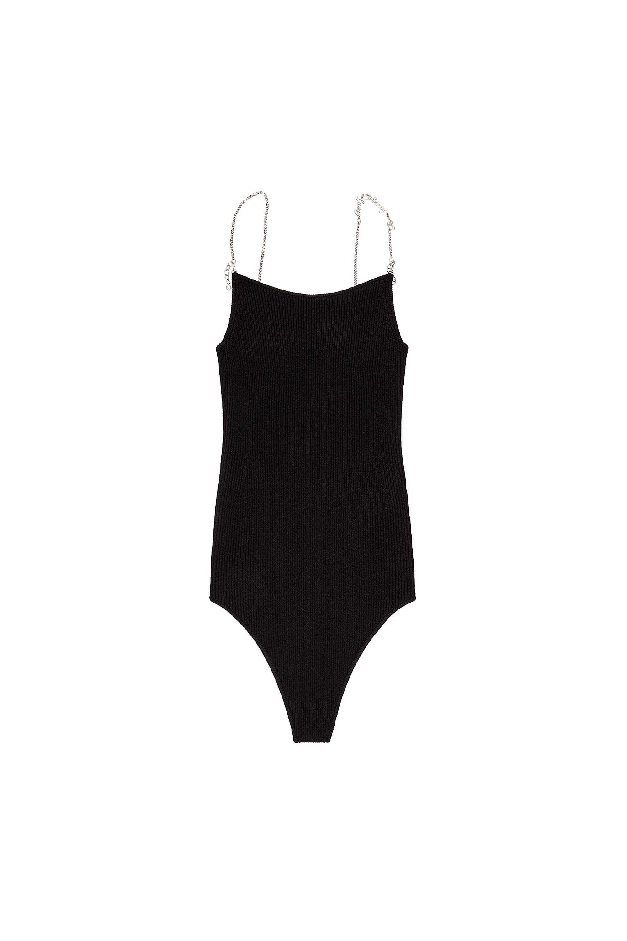 Diesel - M-VIRGEE, Woman's Stretch-knit camisole with chain straps in Black - 2