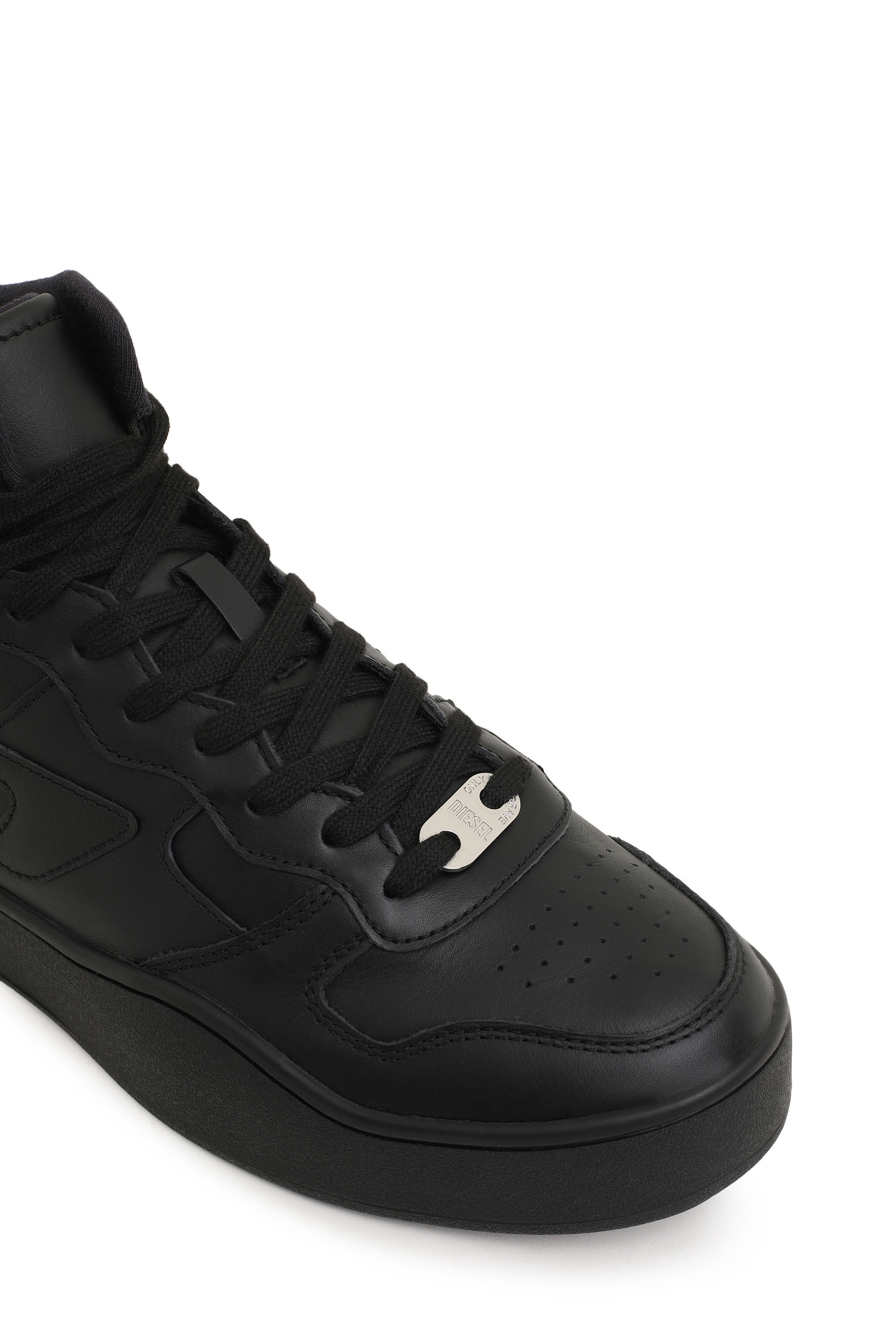 マツオ S-UKIYO MID Man: Leather high-top sneakers with D logo | Diesel