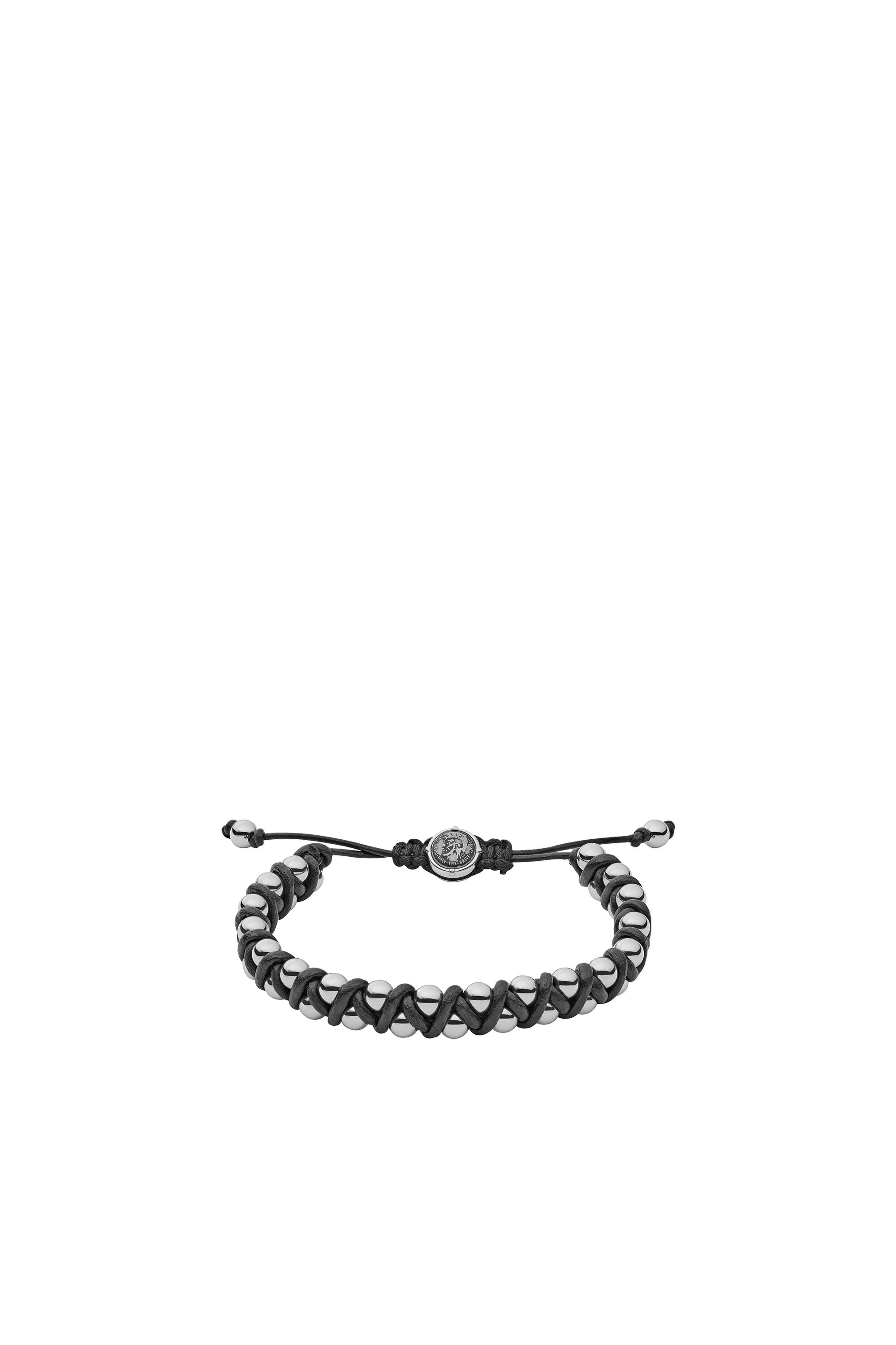 DX1109 Man: Leather bracelet with stainless-steel beads | Diesel