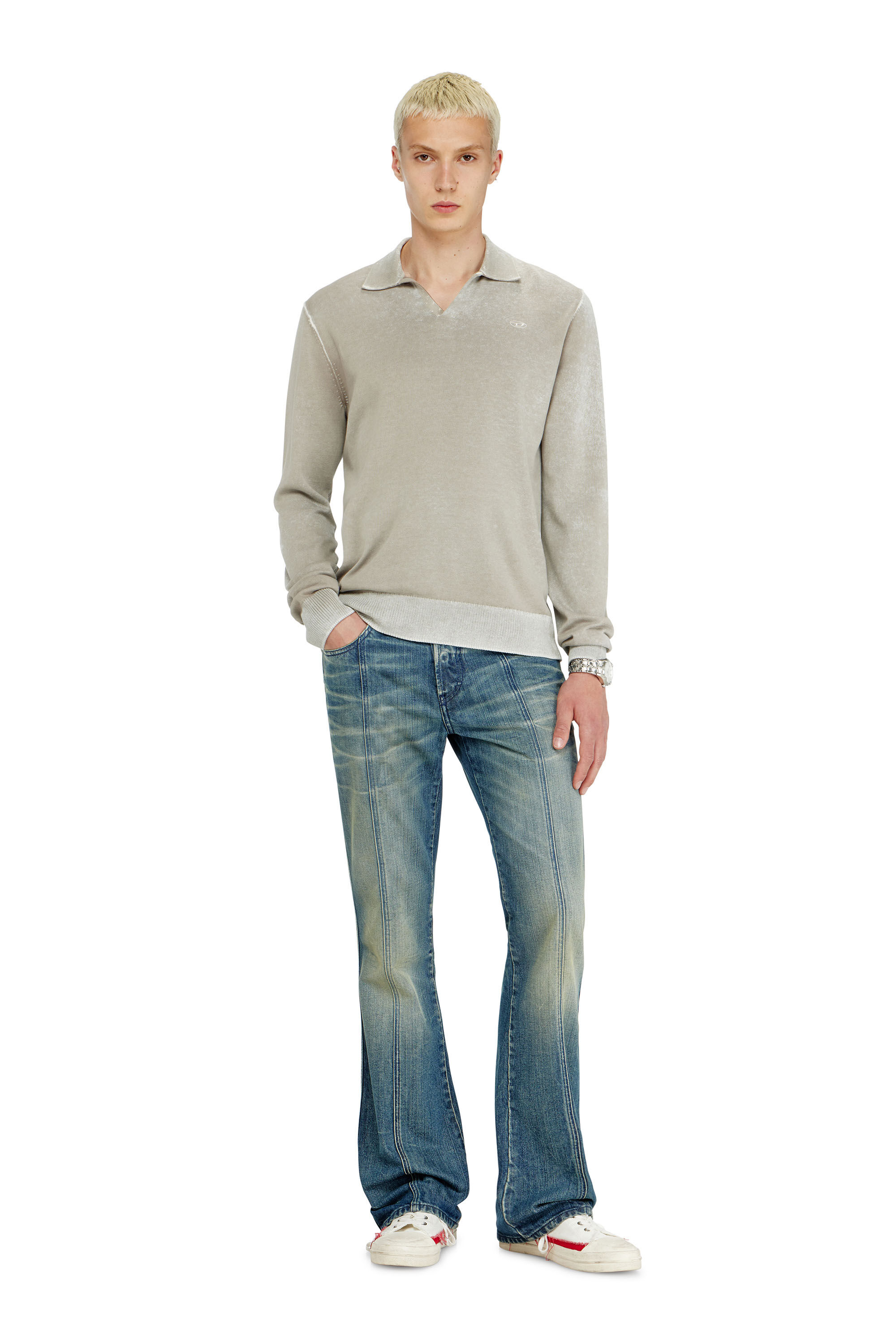 Diesel - K-LAWRENCE, Pull polo avec impression invers&eacute;e d&eacute;lav&eacute;e Homme in ToBeDefined - 1