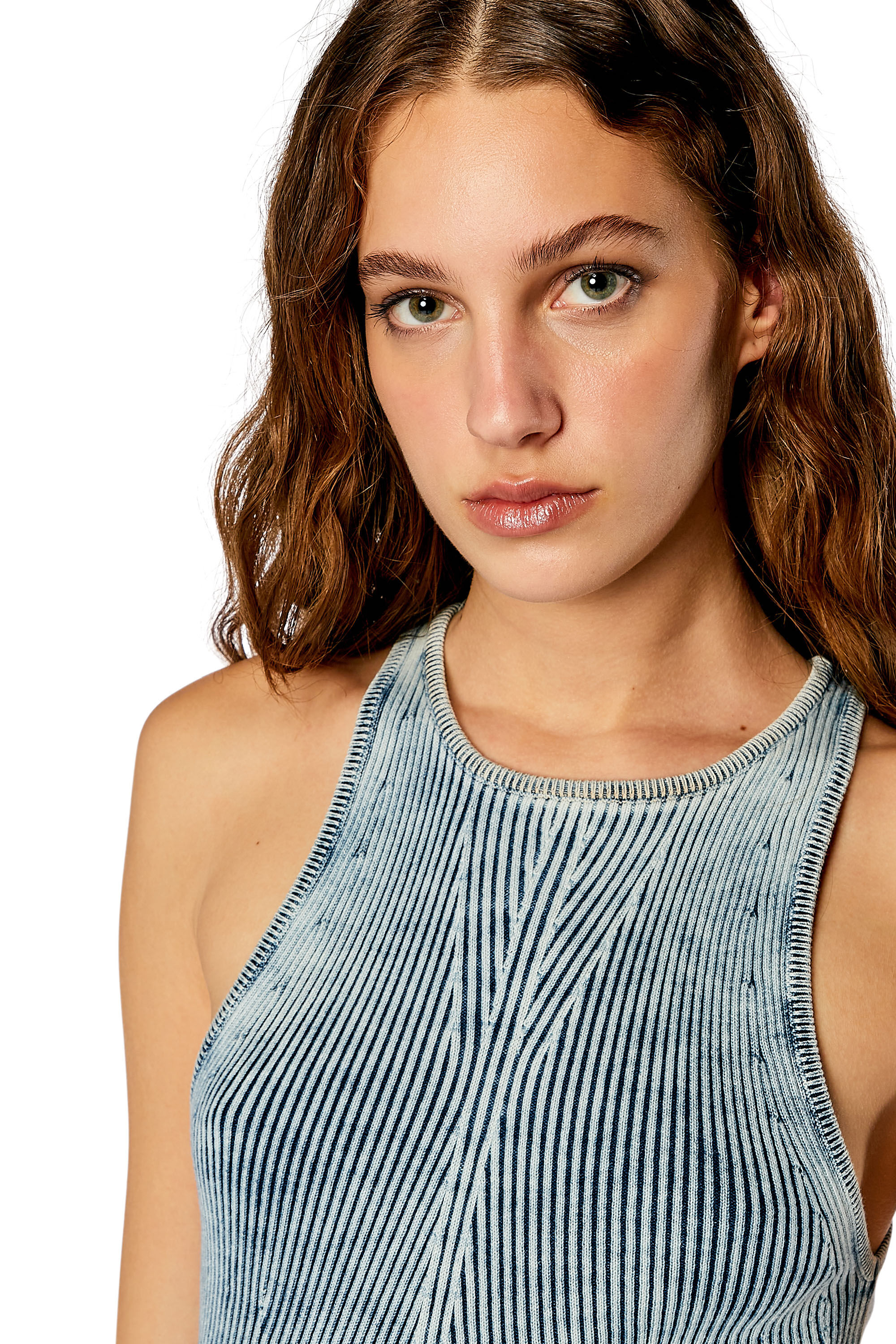 Diesel - M-TANSY, Body débardeur en maille de coton indigo Femme in Bleu - 4