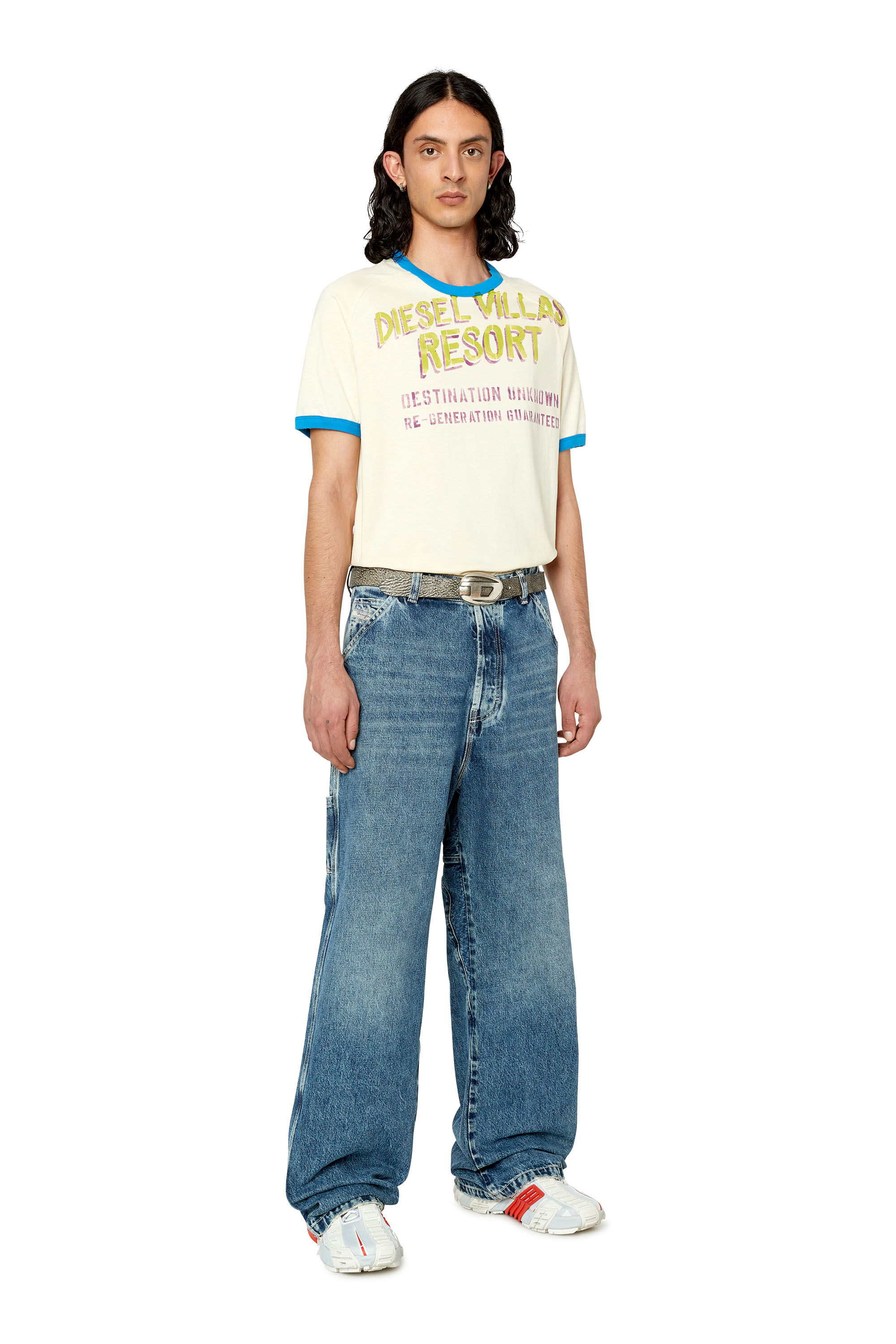 Diesel - T-DIELAN, T-shirt avec imprimé pochoir réalisé à la main Homme in Blanc - 1
