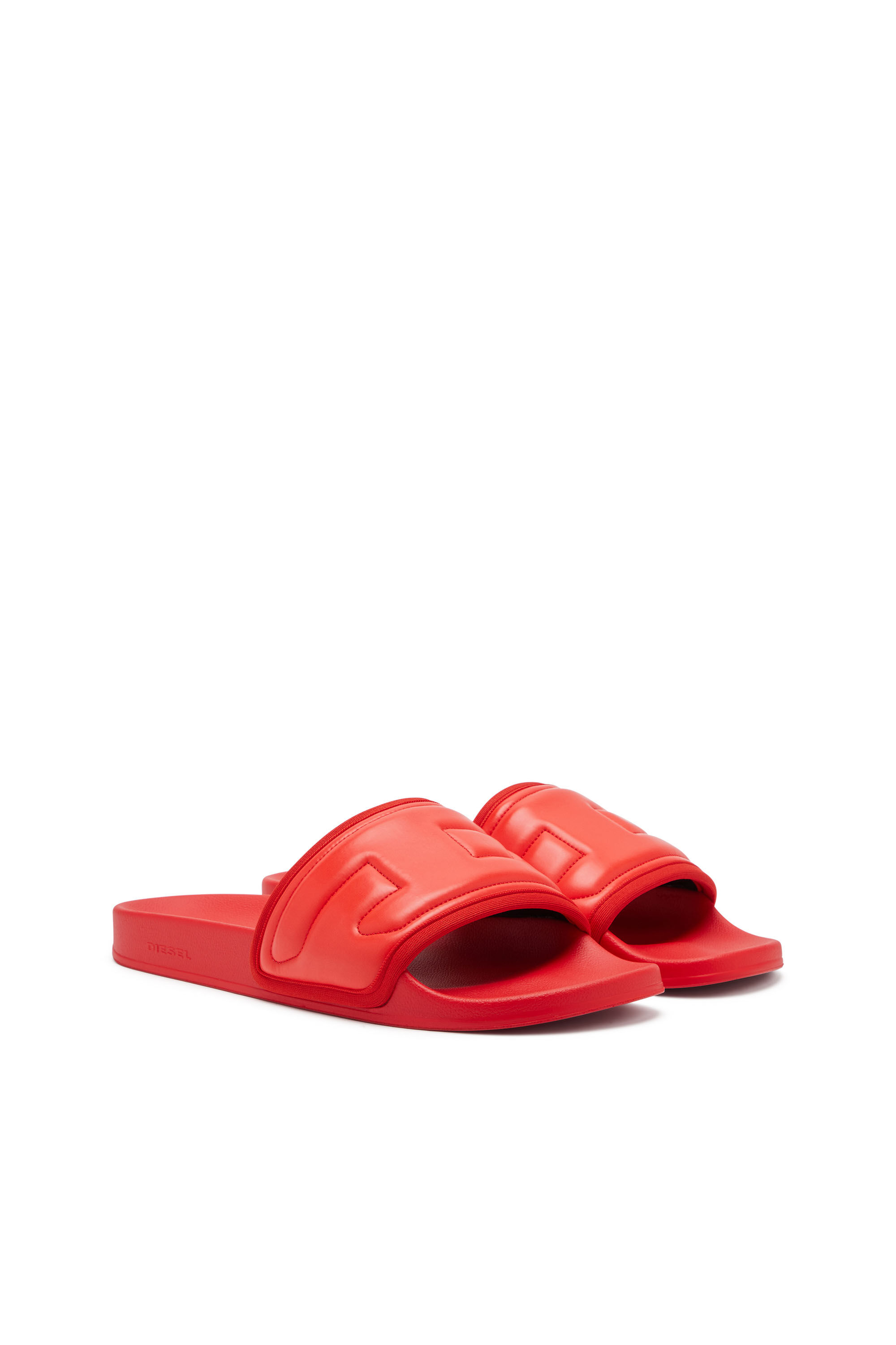 Diesel - SA-MAYEMI PUF X, Unisex's Sa-Mayemi Puf X - Pool slides with puffy D logo in Red - 2