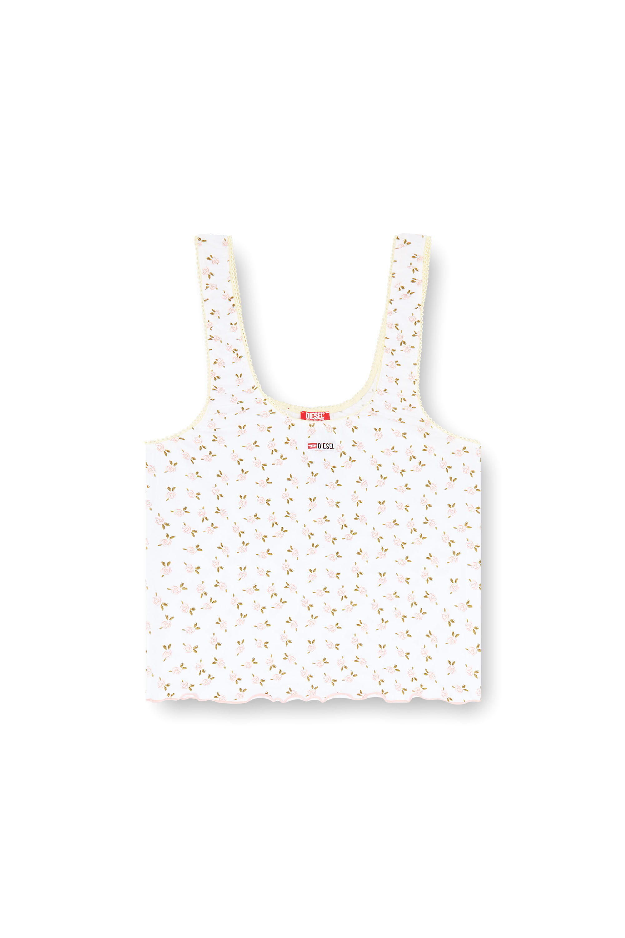 Diesel - GEORGIE-D-CORE, Top de algod&oacute;n stretch con estampado floral Mujer in Blanco - 4