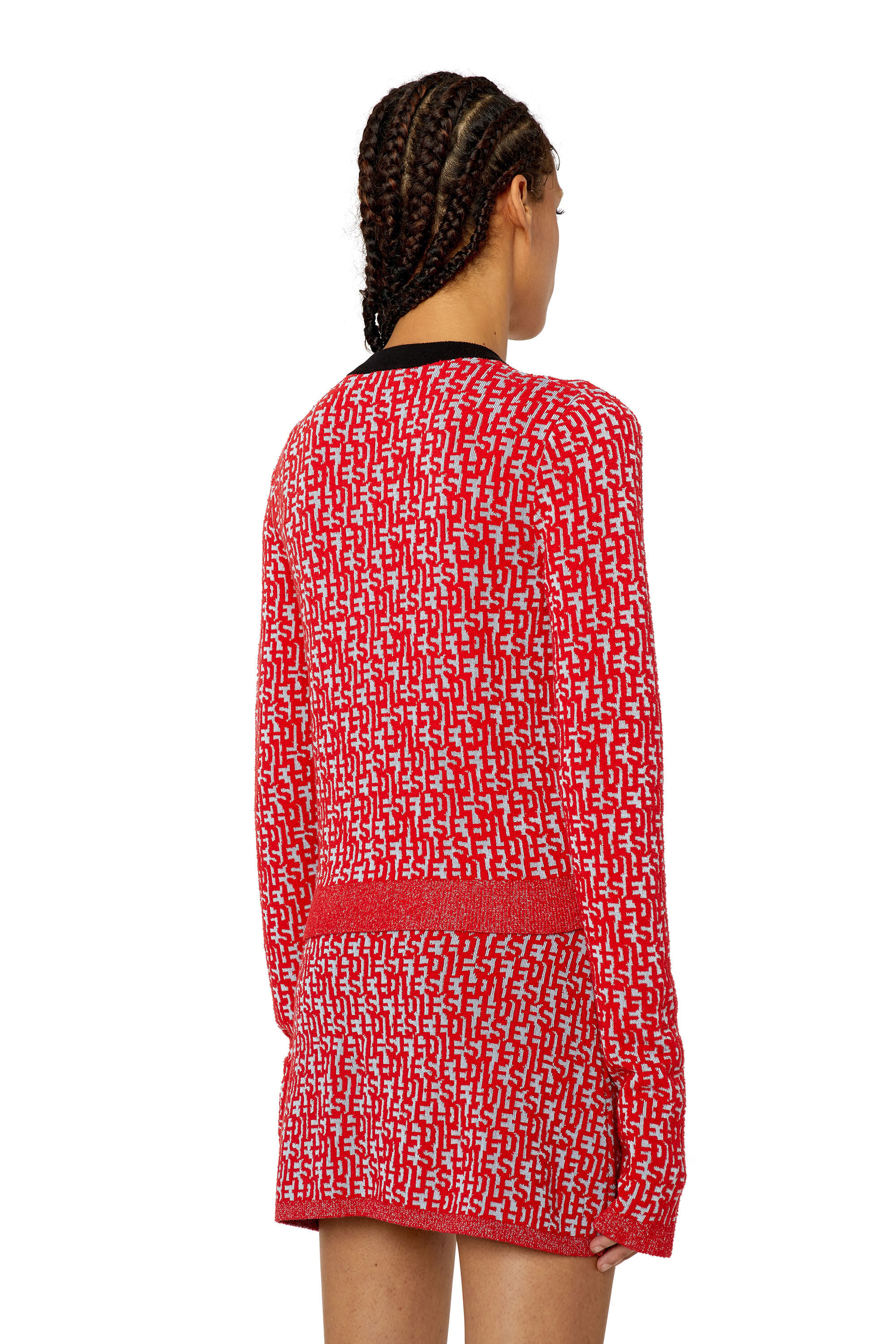 Diesel - M-ALLORCA, Woman's Knit cardigan in Red/Grey - 4