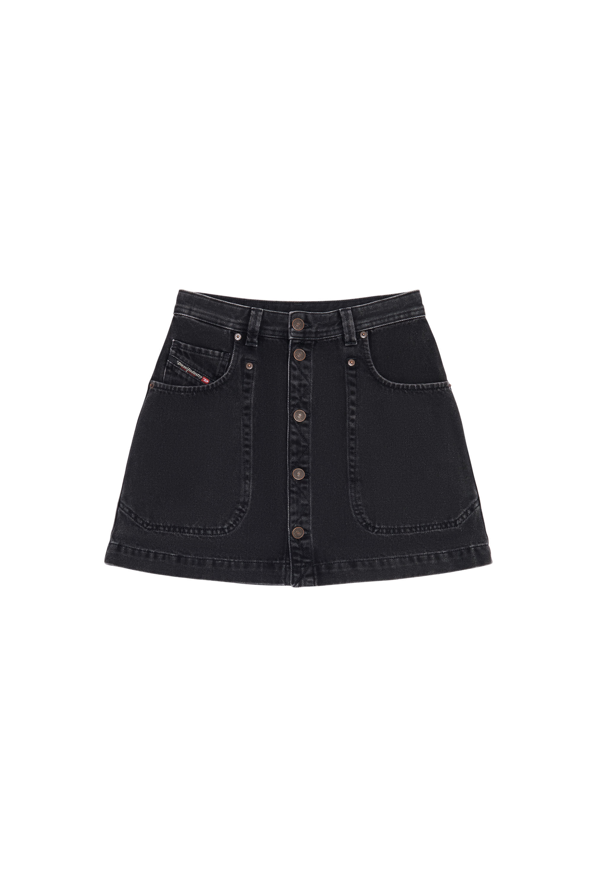 Diesel - DE-ALBUS A-LINE SKIRT, Female's A-line mini skirt in denim in Black/Dark Grey - 2