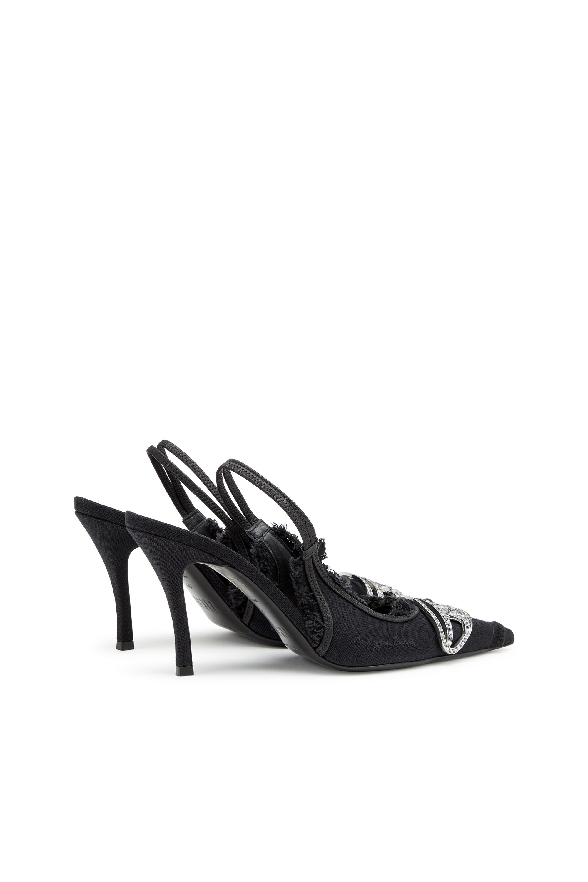 Diesel - D-VENUS SB, Female's D-Venus-Slingback pumps in distressed canvas in Black - 3