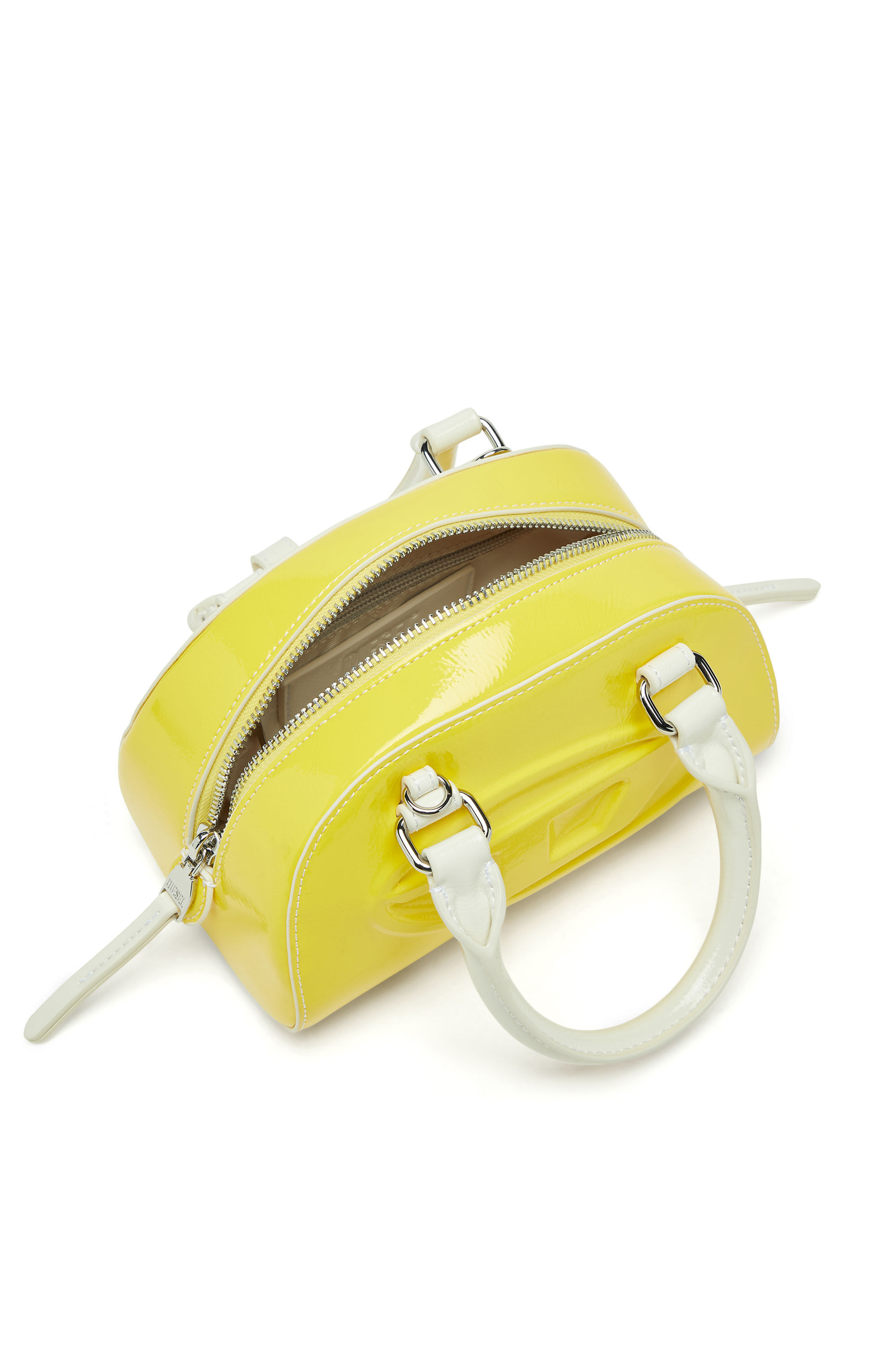 Women's 1DR Dome-Mini bowling bag with naplak effect | Yellow | Diesel