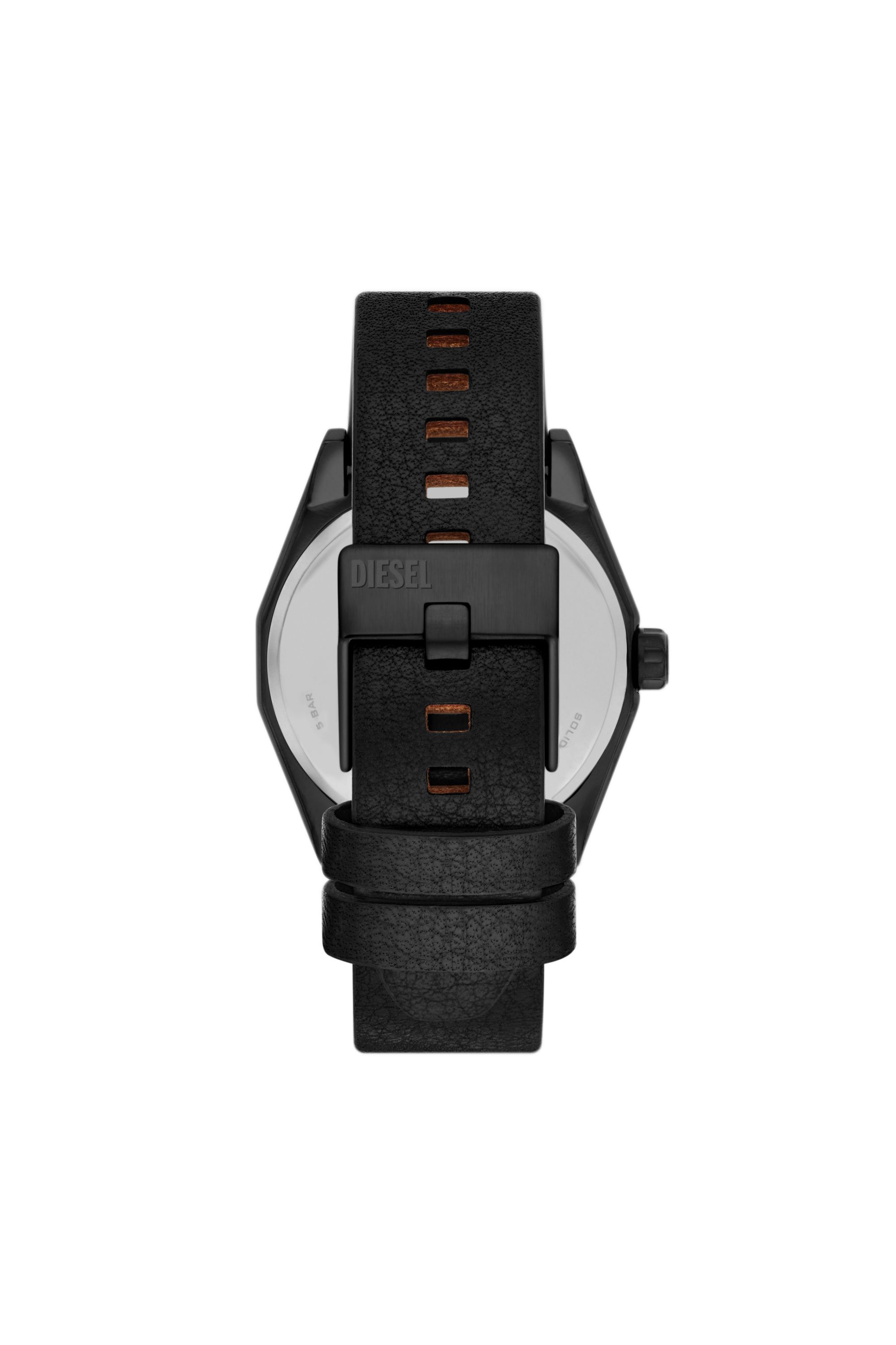 Diesel - DZ2175, Male's Scraper Black Leather Watch in Black - 2