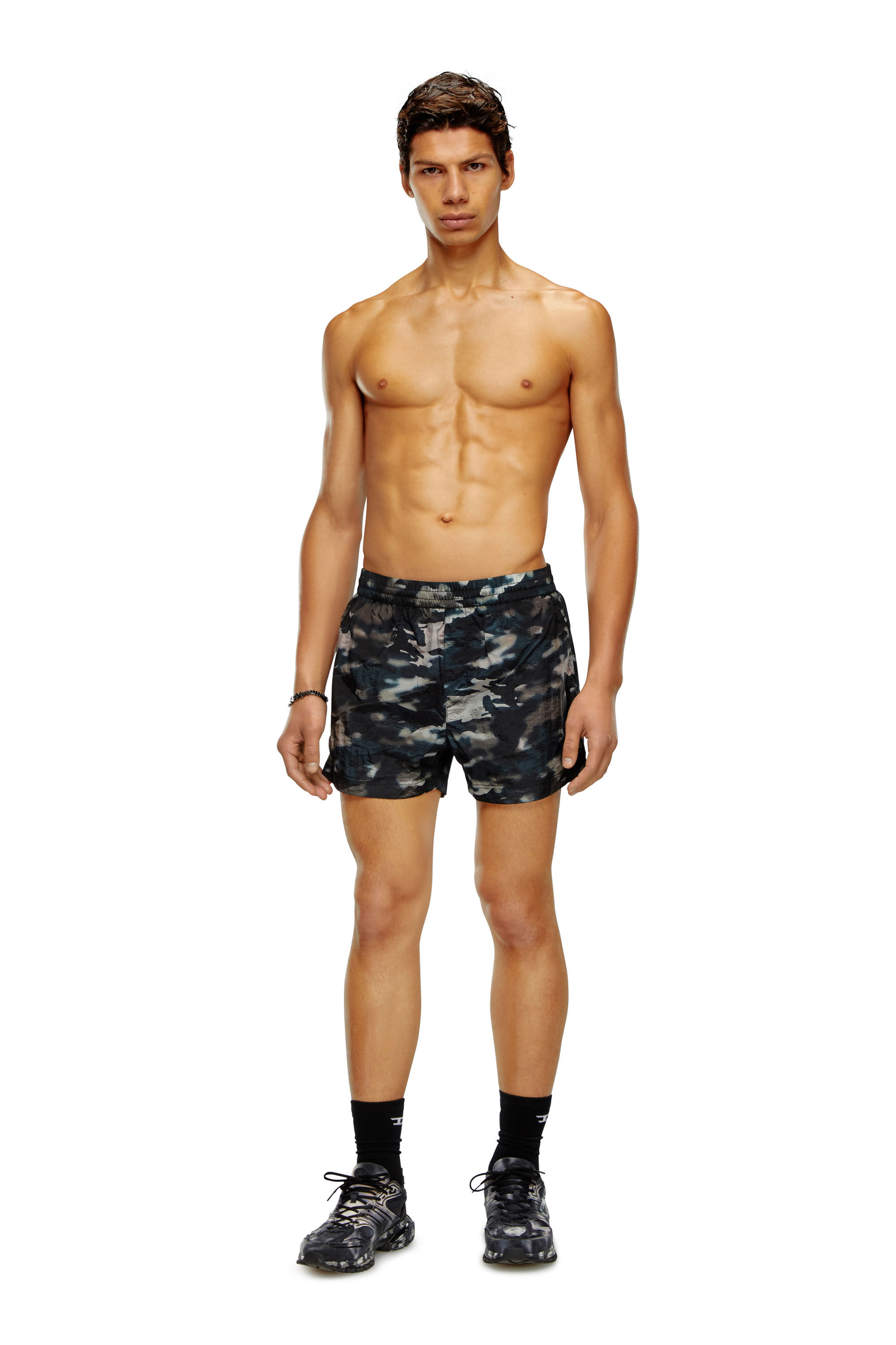 Diesel - BMBX-MARIO-34CM-UTILITY, Man's Swim shorts with utilitarian print in Blue - 2