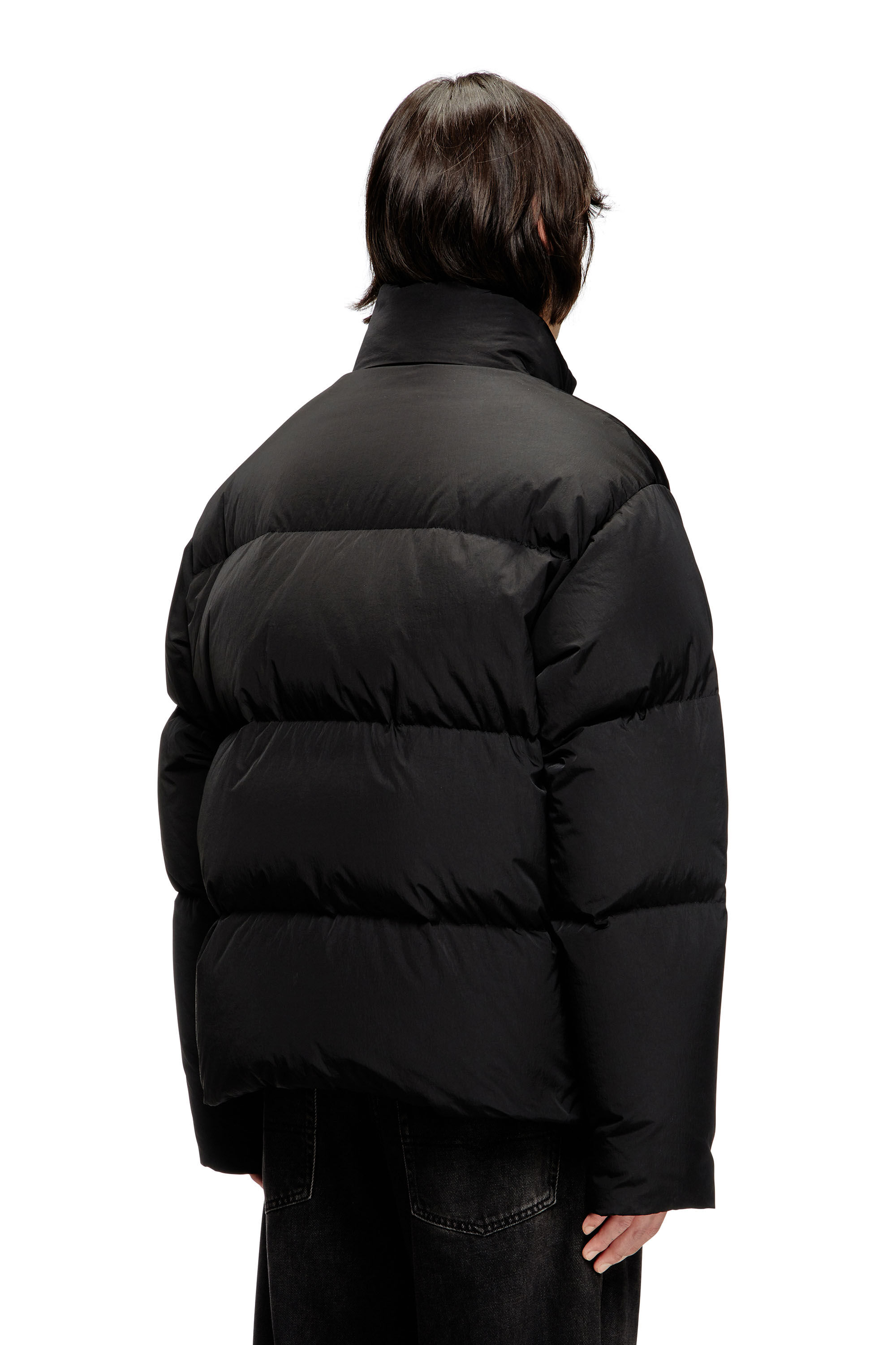 Diesel - W-RAVEEL, Veste doudoune à capuche en nylon froissé Homme in Noir - 5