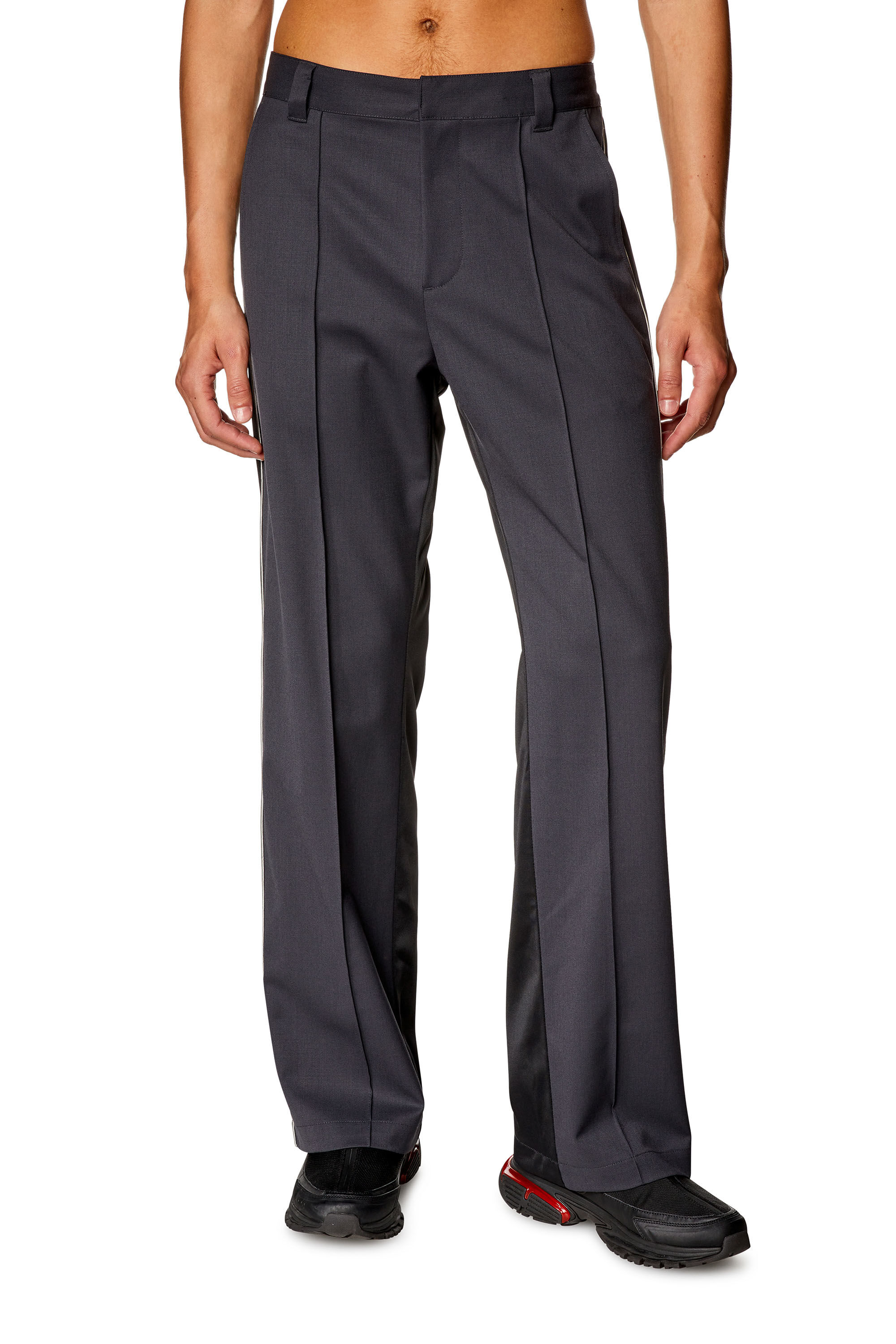 Diesel - P-DEVLIN, Male's Hybrid pants in cool wool and tech jersey in Black/Grey - 3