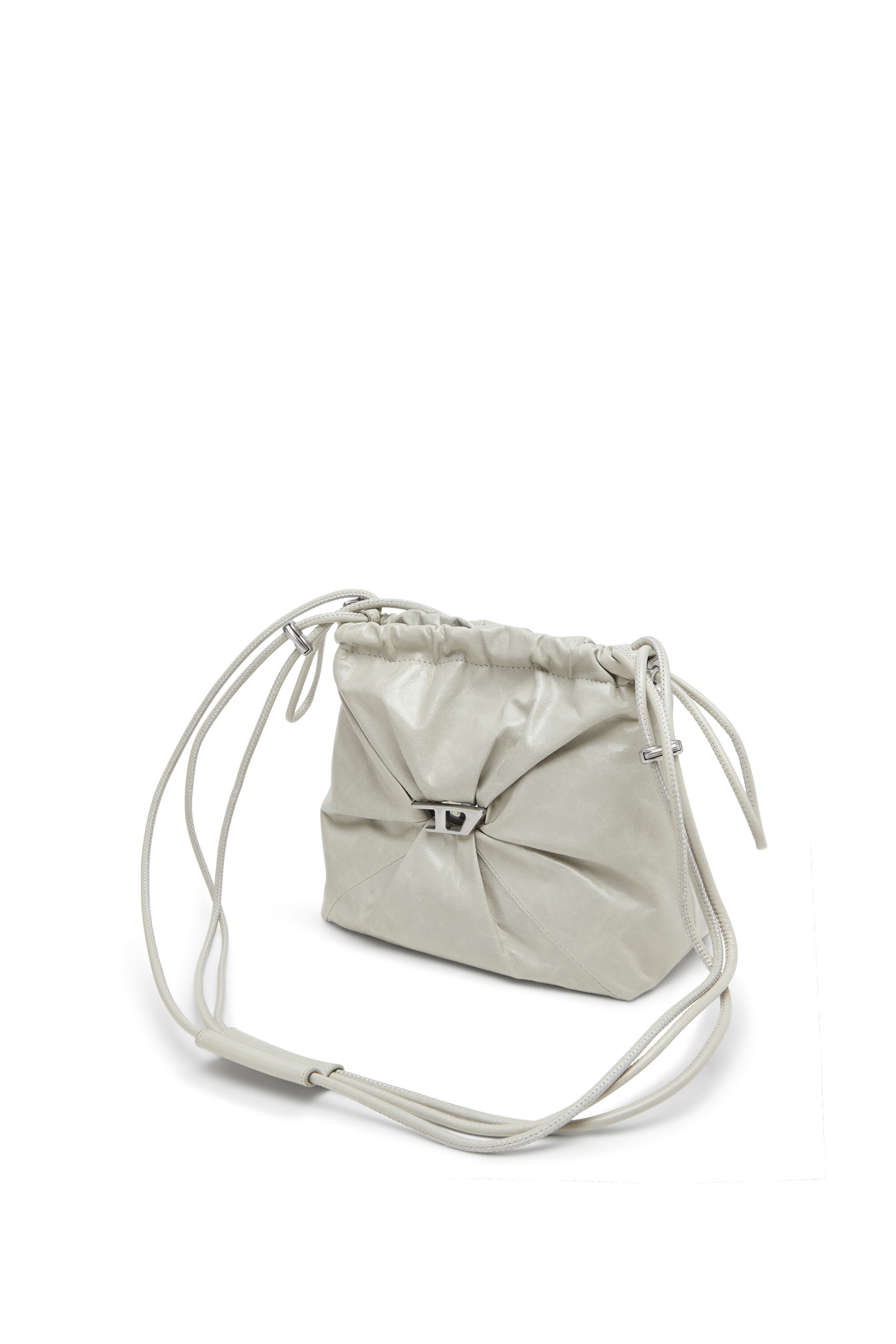 Diesel - SCRUNCH-D BUCKET, Scrunch-D-Bolso tipo cubo en cuero arrugado y brillante Mujer in Blanco - 1