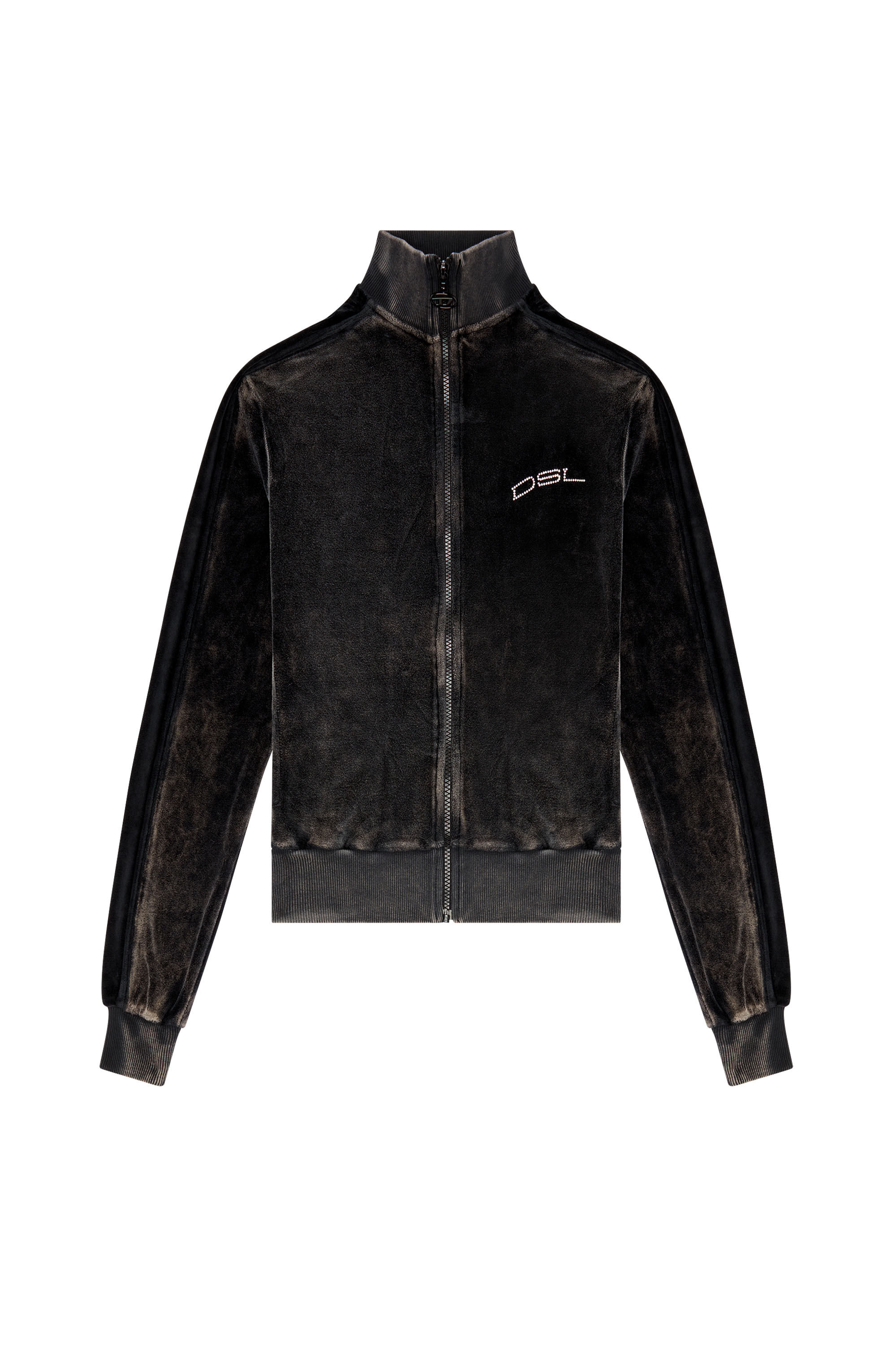 Diesel - F-KINIGLI, Woman's Track jacket in treated chenille in Black - 2