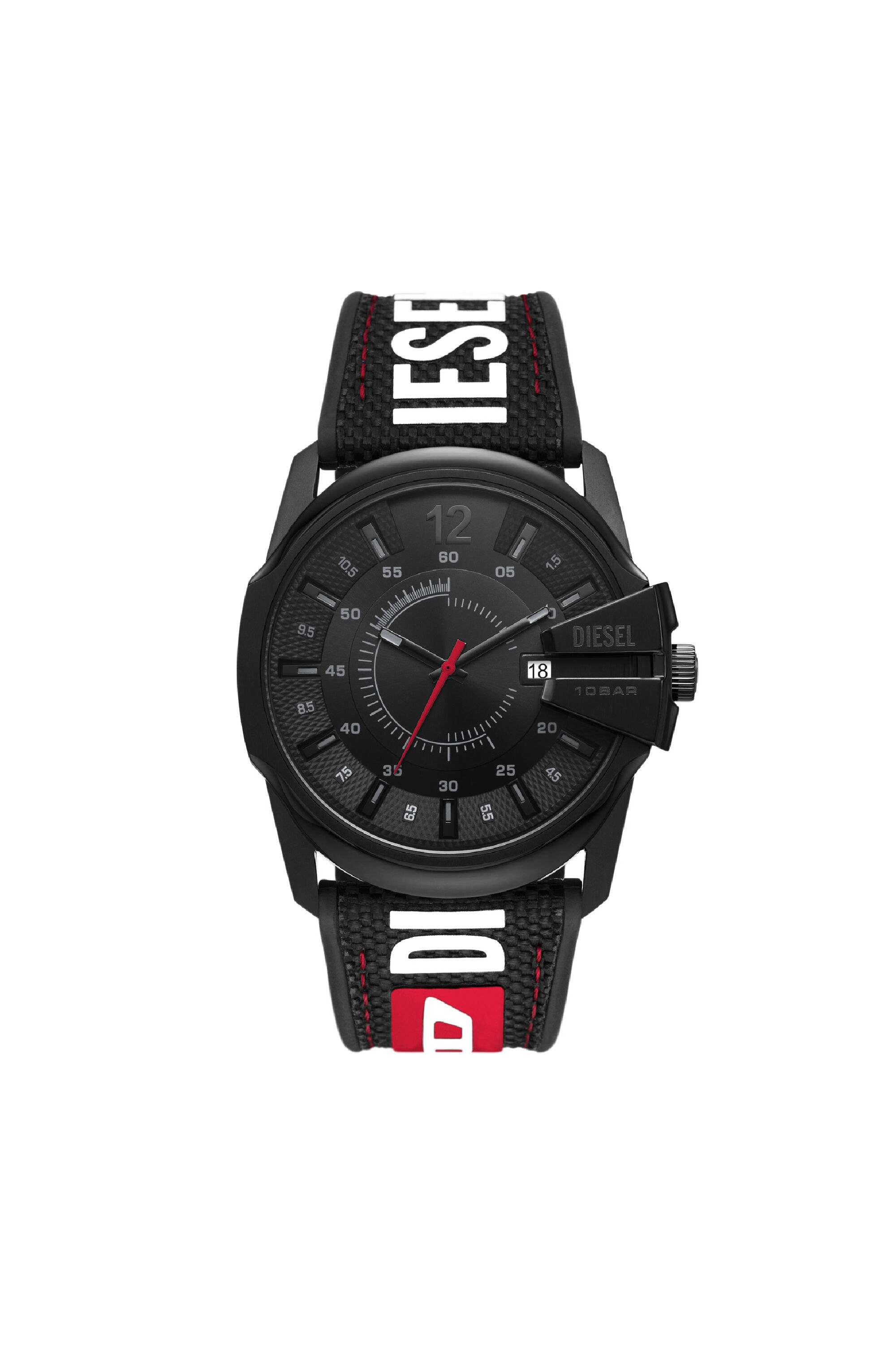 Diesel - DZ2160, Man's Master Chief Date leather, nylon and silicone watch in Black - 1