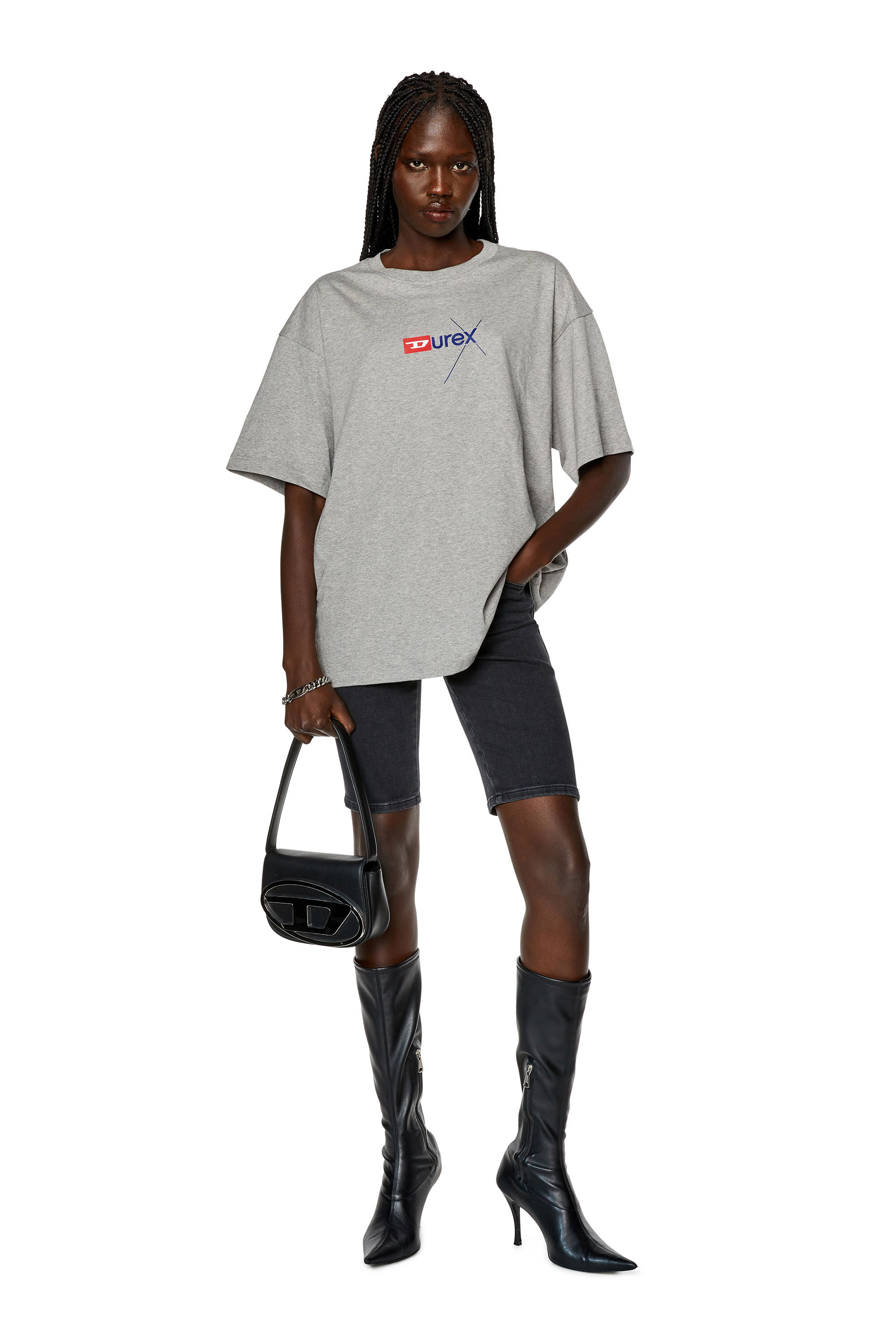 Diesel - DX-T-NLABEL, T-shirt en tissu mélangé avec logo Durex Homme in Gris - 7