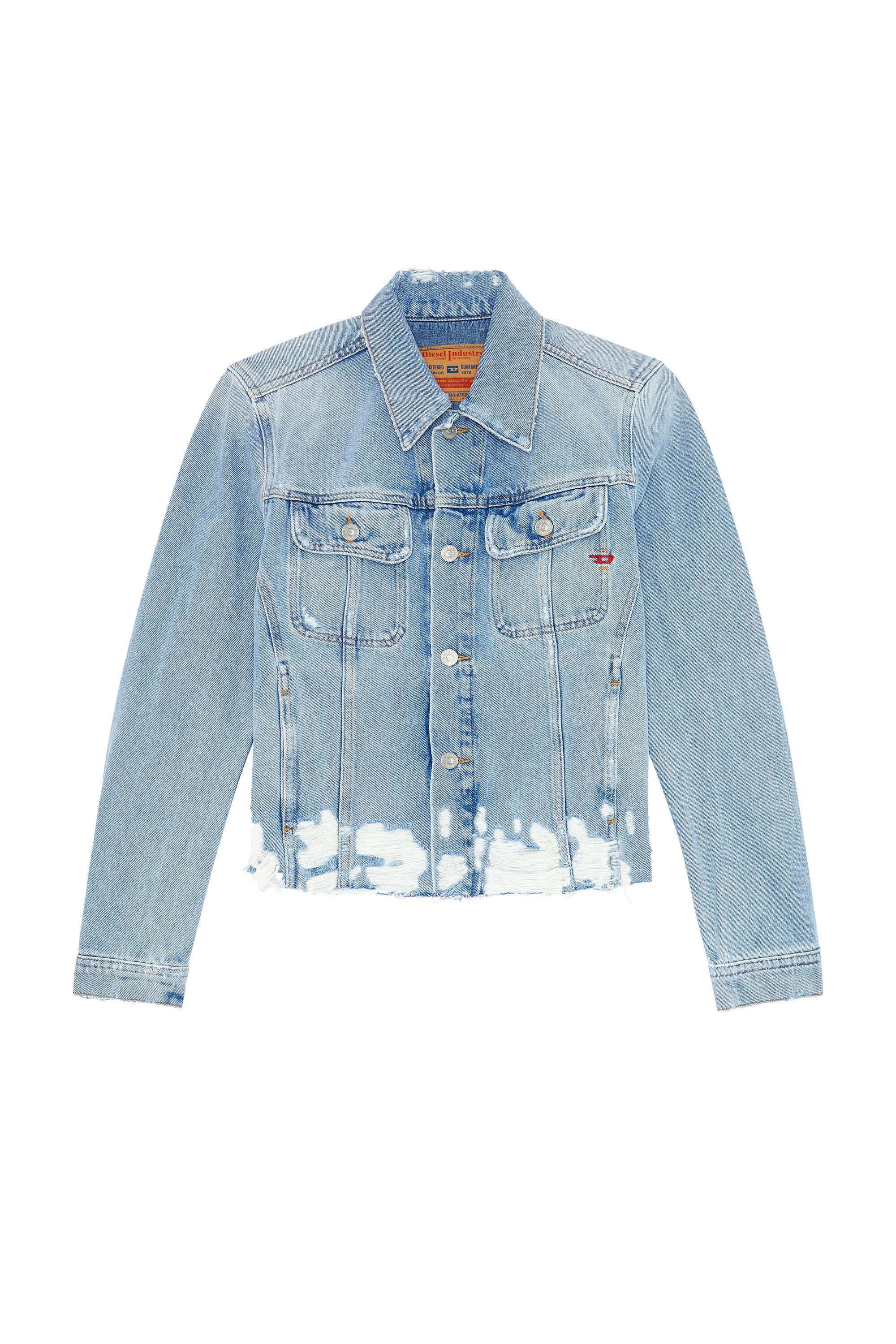 Women's Trucker jacket in destroyed Denim | Blue | Diesel Denim Set