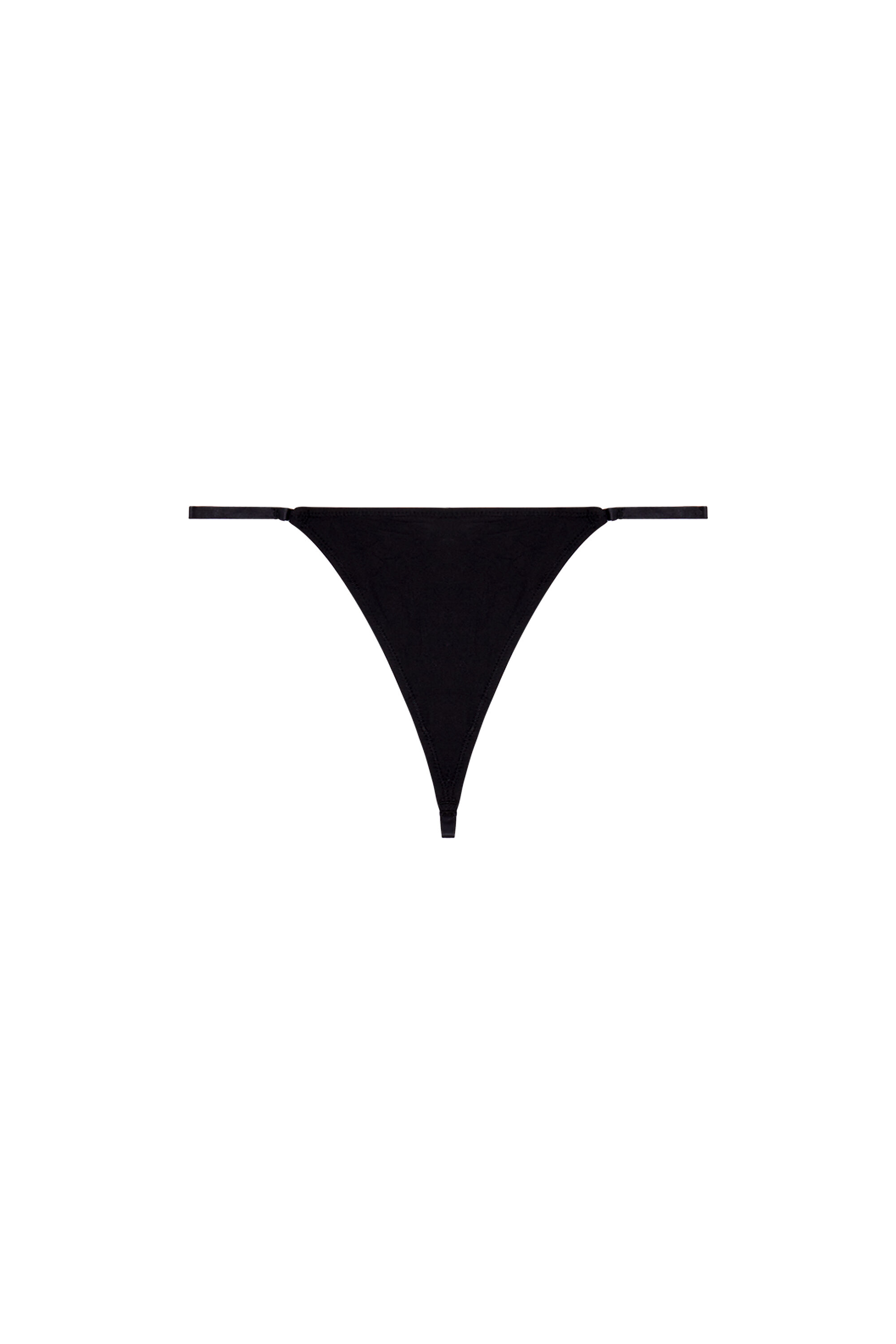 Diesel - UFST-D-STRING, Female's Thong with metal oval D plaque in Black - 4