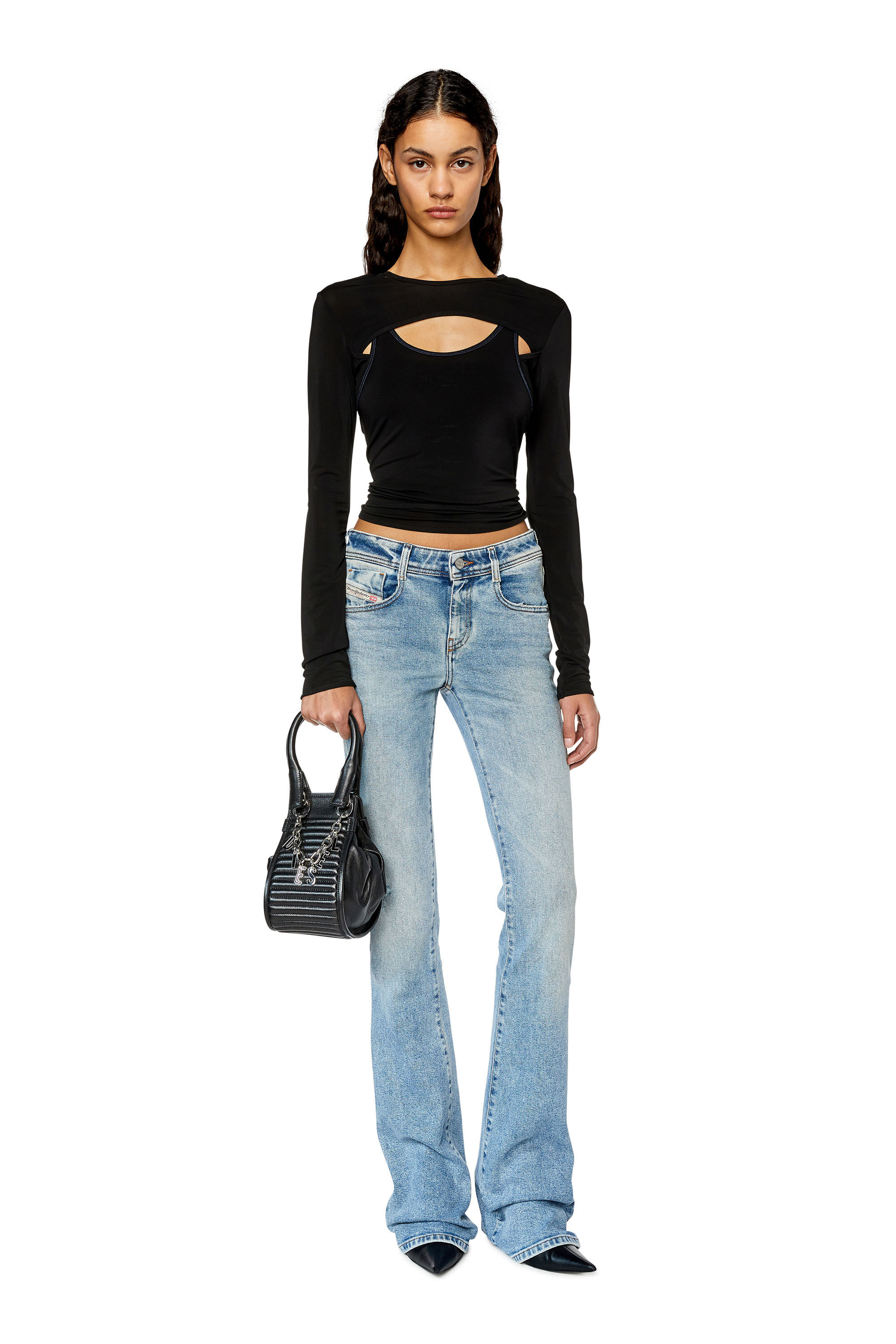 Diesel - T-OLAY, Female's Layered top with cut-out front in Black - 1