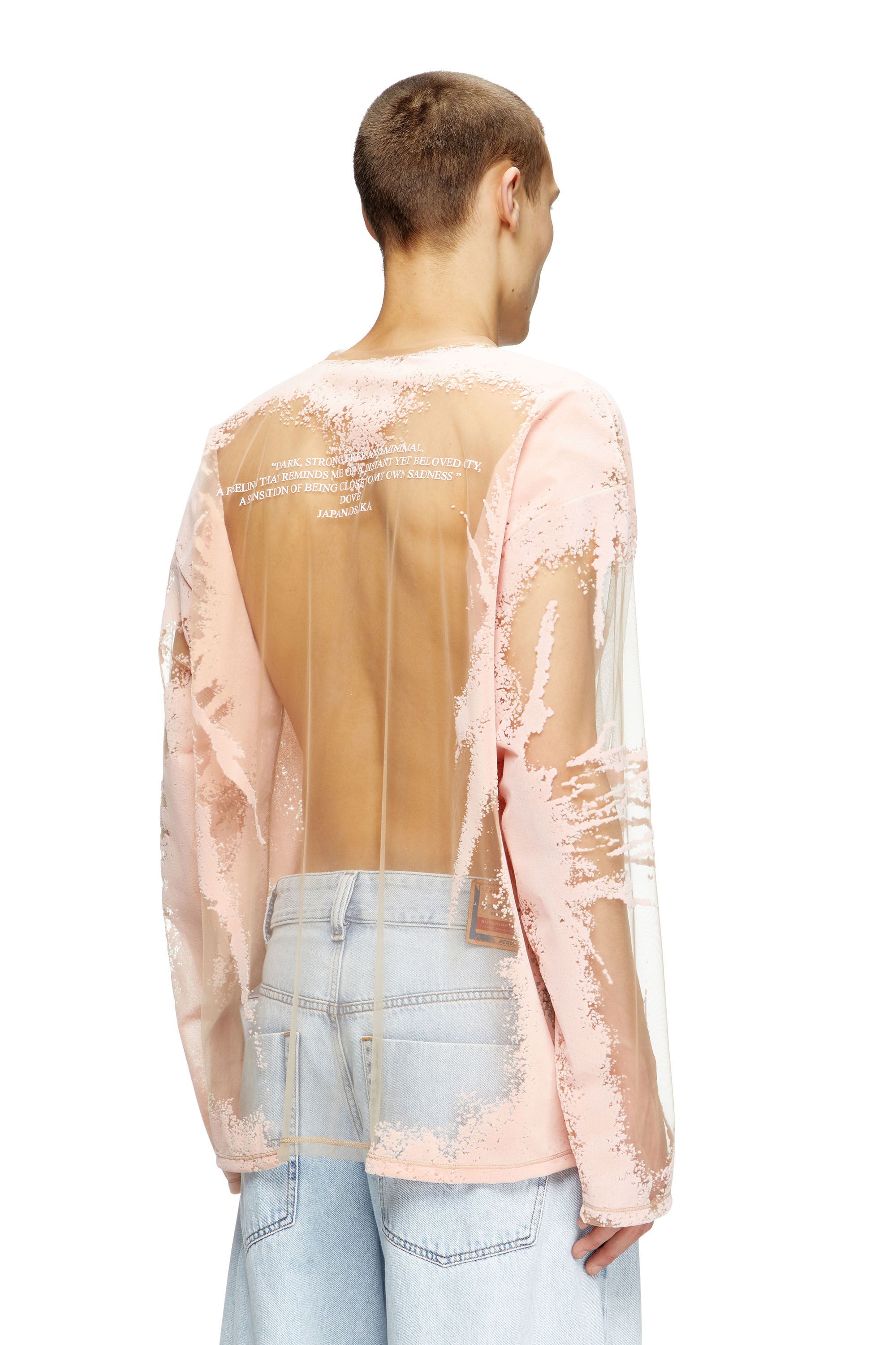 Women's Long-sleeve nylon T-shirt with lyrics print | Pink