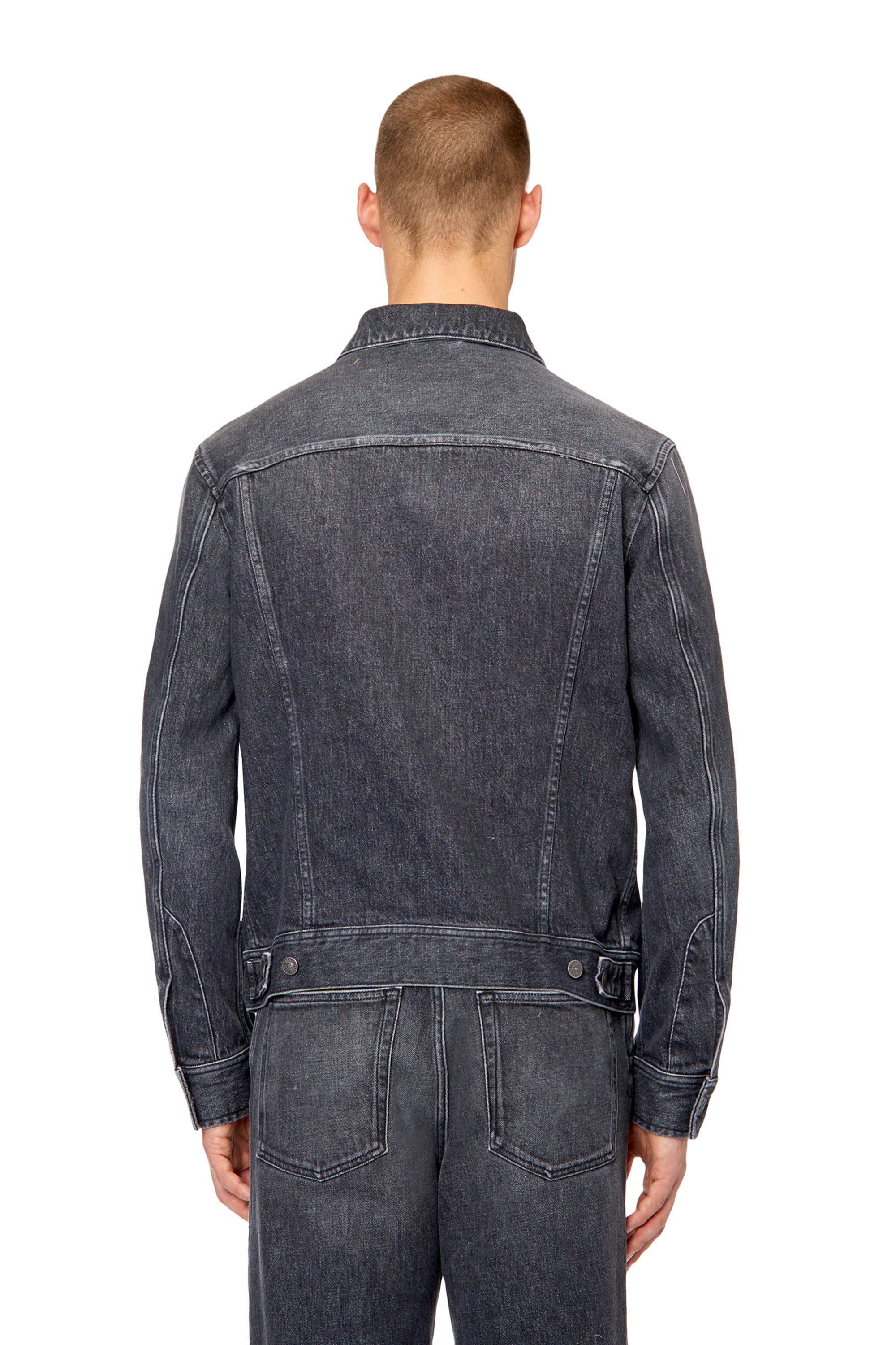 Diesel - D-BARCY-FSC, Male's Regular-fit trucker jacket with plaque in Black - 5