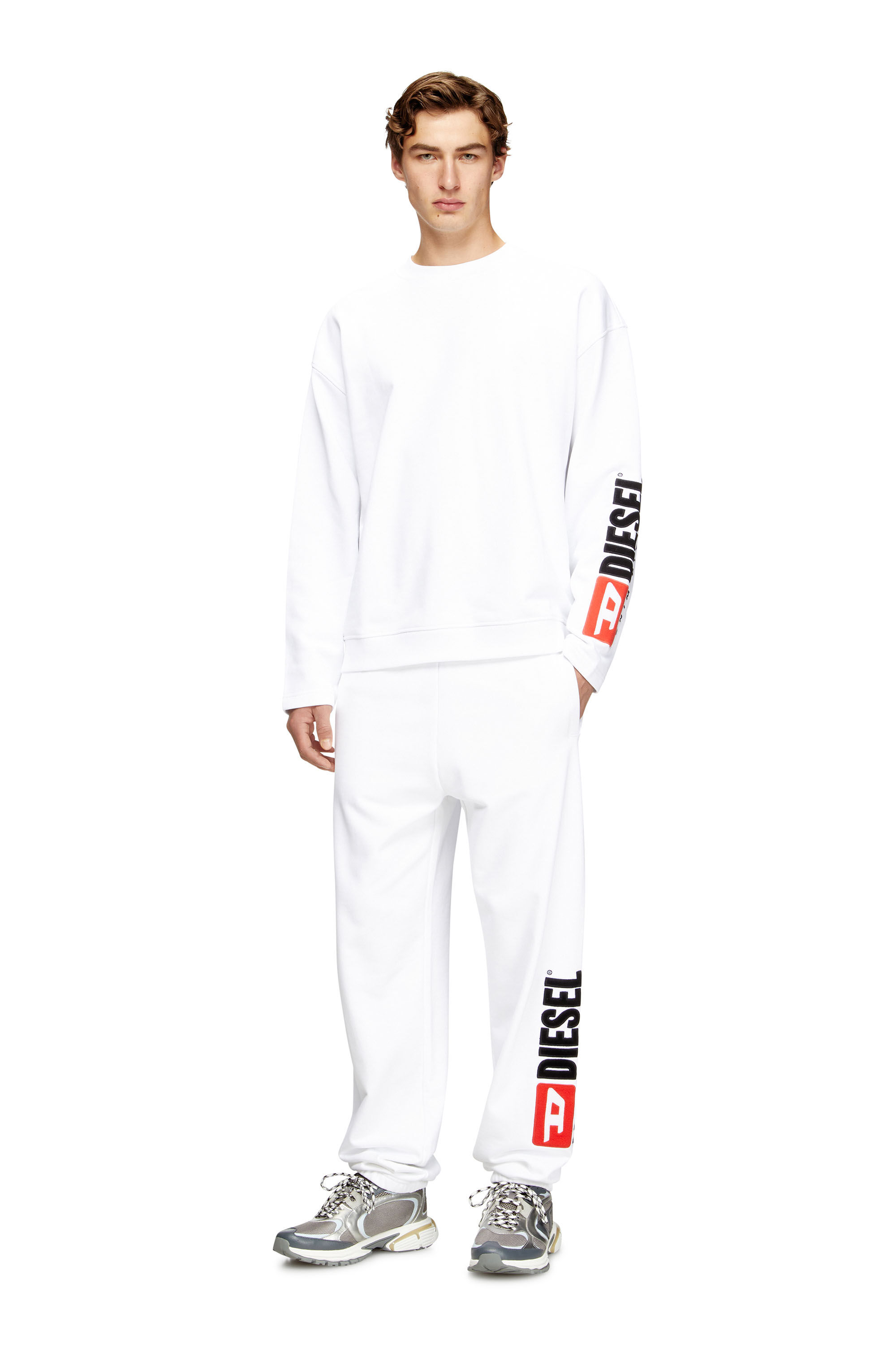 Men's Crewneck sweatshirt with logo patch embroidery | White