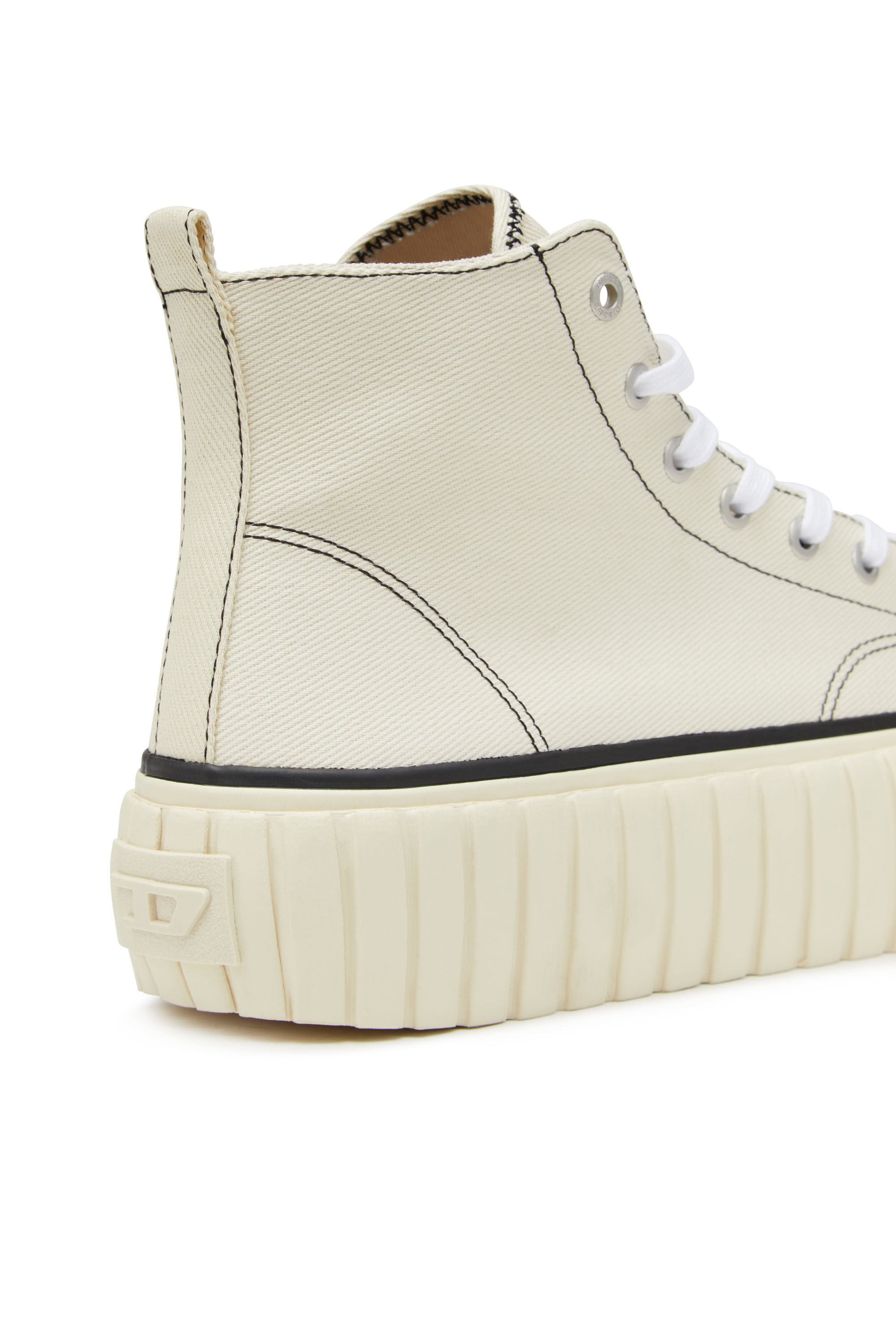 Diesel - S-HANAMI MID W, Female's High-top flatform sneakers in canvas denim in White - 7