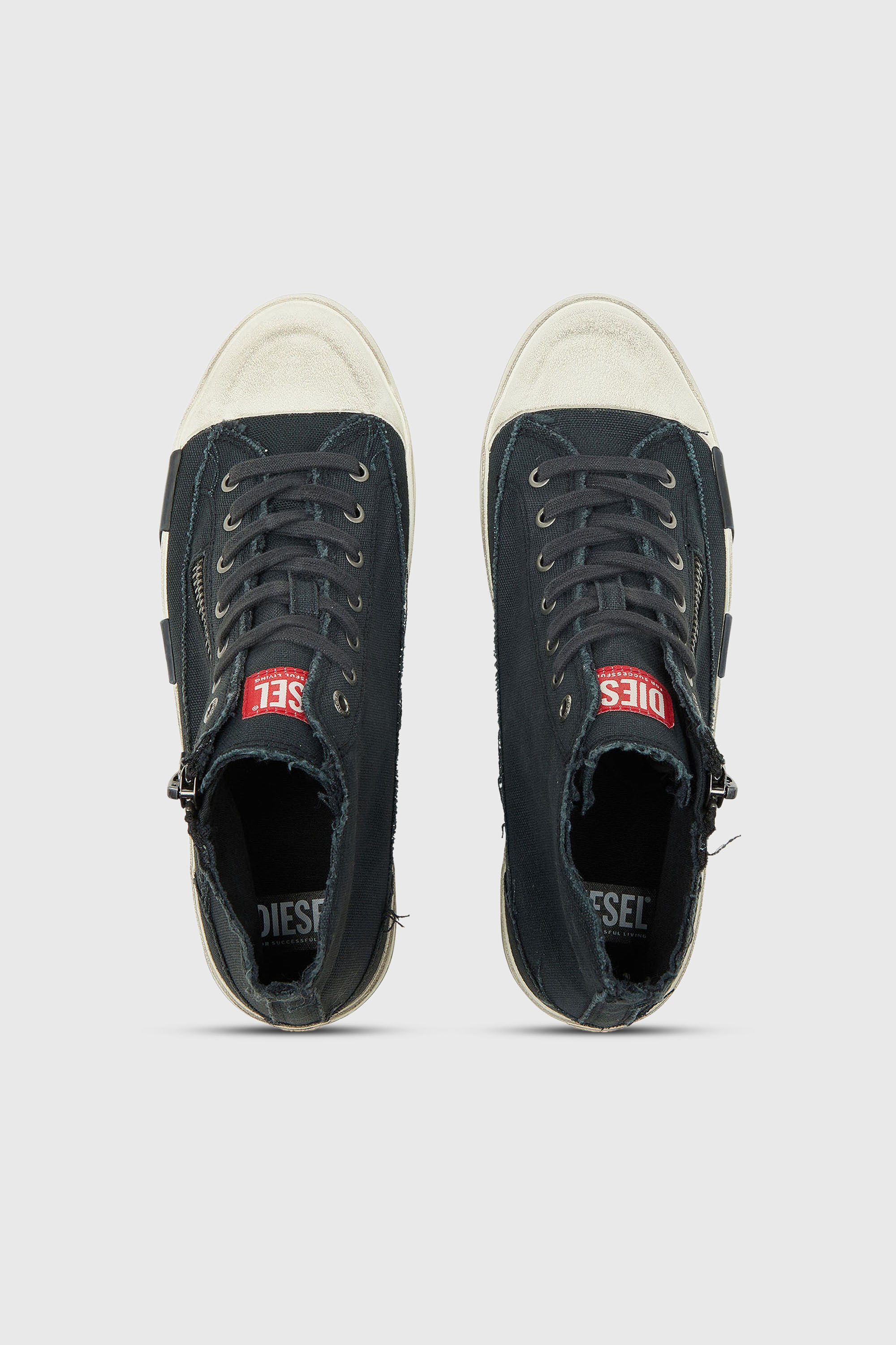 Diesel - S-D-VERSE ZIP MID II, S-D-Verse - Zapatillas de lona deshilachada con Logo D Hombre in Negro - 4